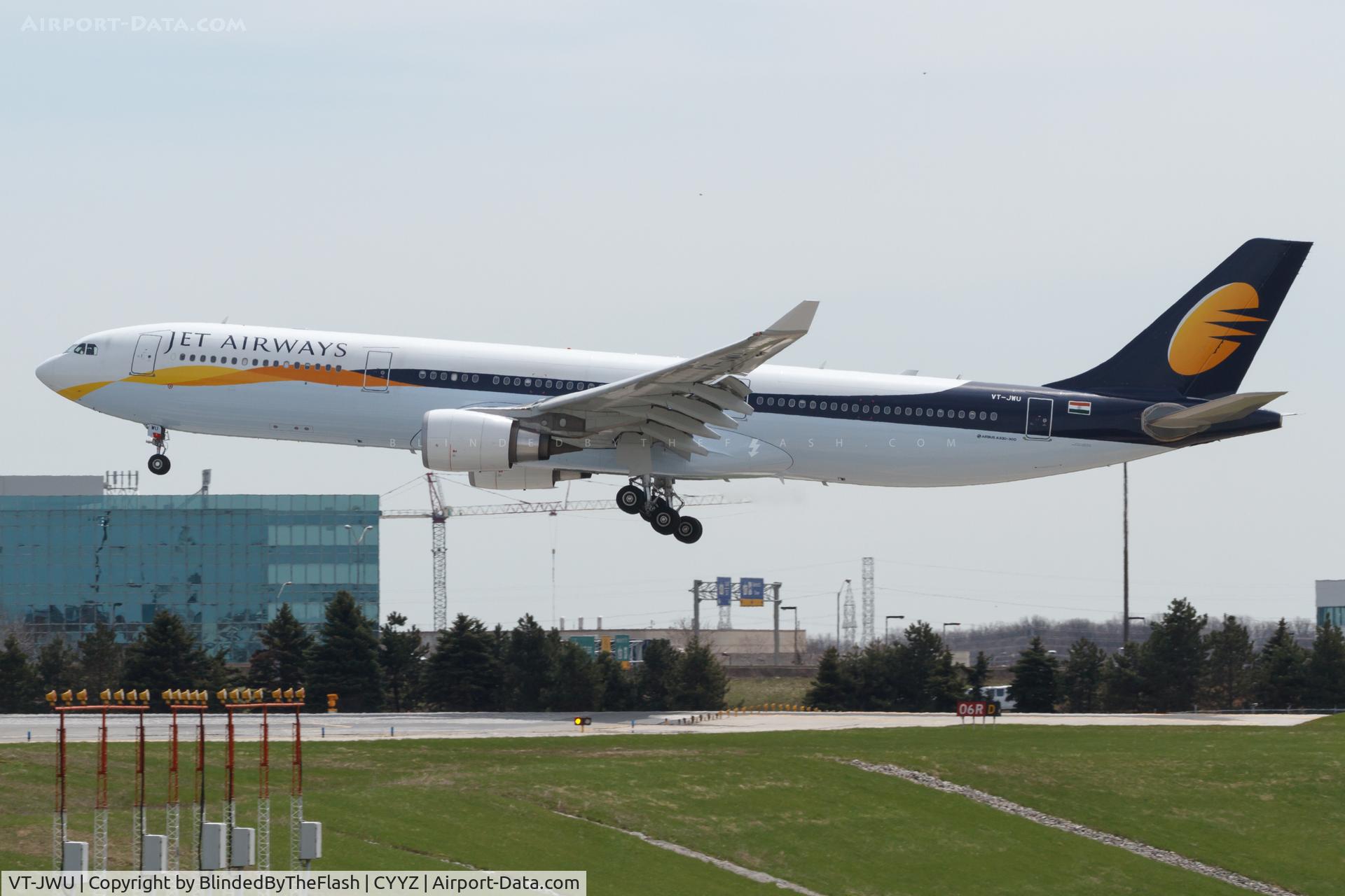 VT-JWU, 2012 Airbus A330-302 C/N 1391, Landing 06R at Toronto Pearson