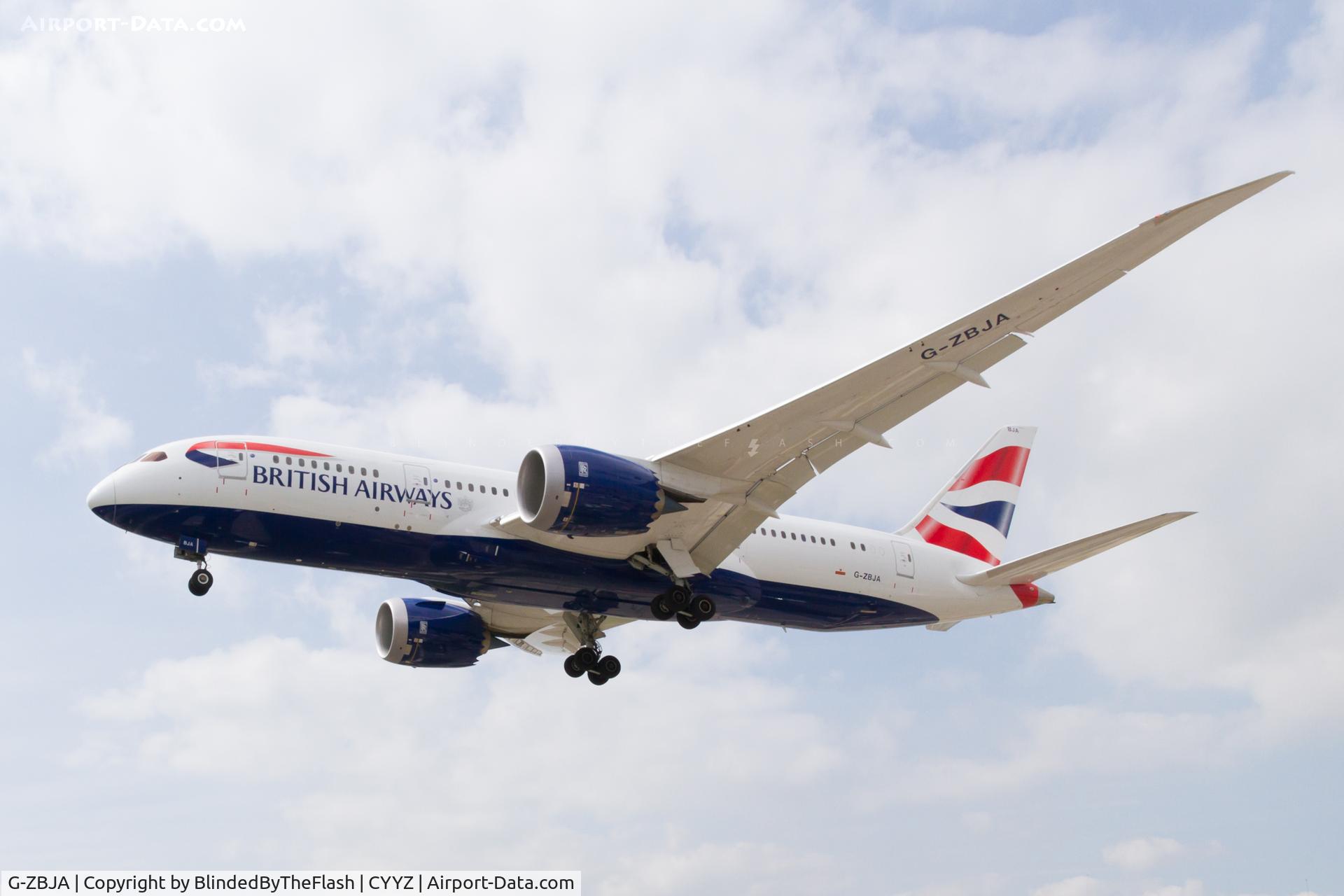 G-ZBJA, 2013 Boeing 787-8 Dreamliner C/N 38609, Short final for runway 23 at Toronto Pearson