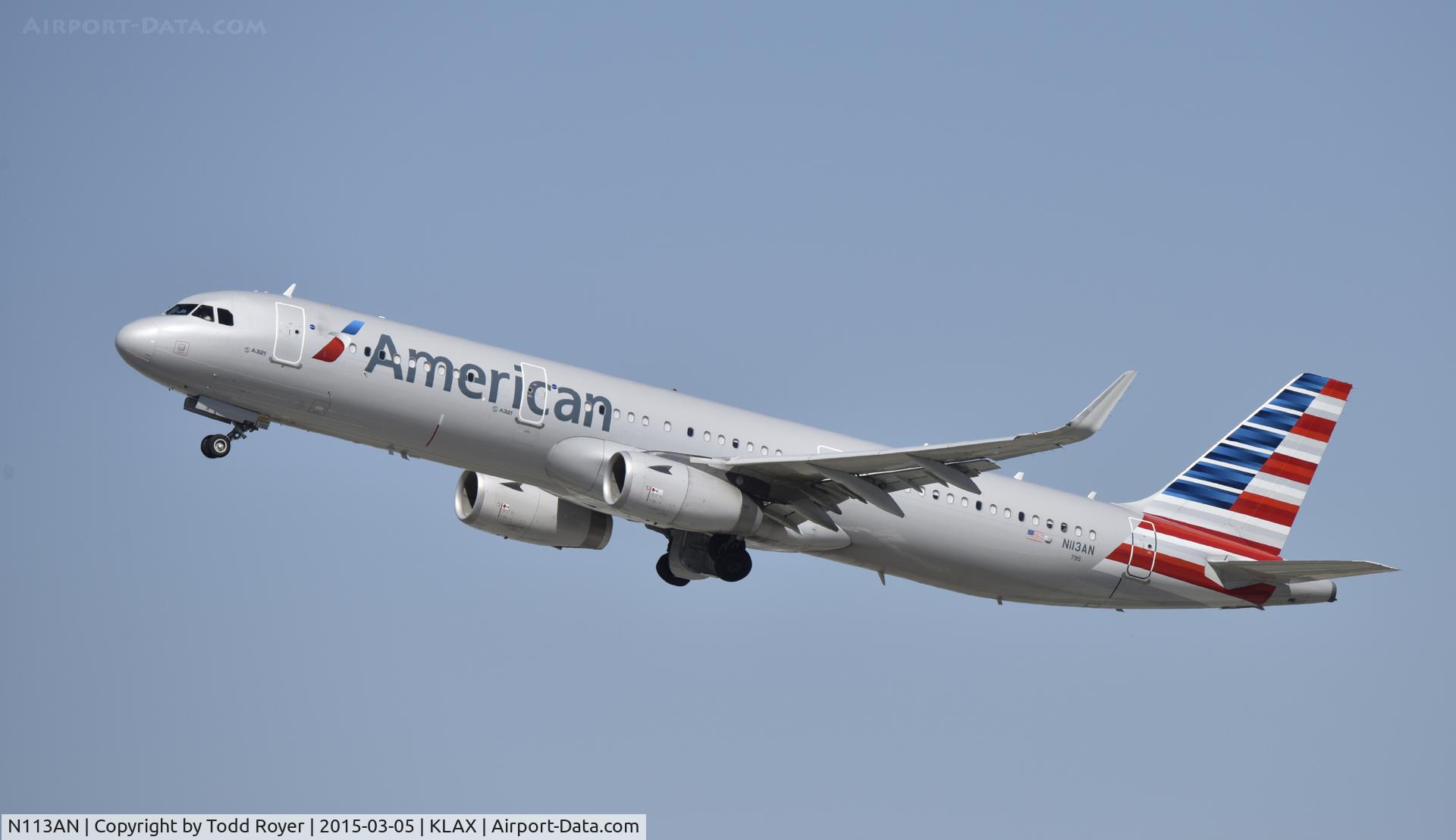 N113AN, 2014 Airbus A321-231 C/N 6020, Departing LAX on 25R
