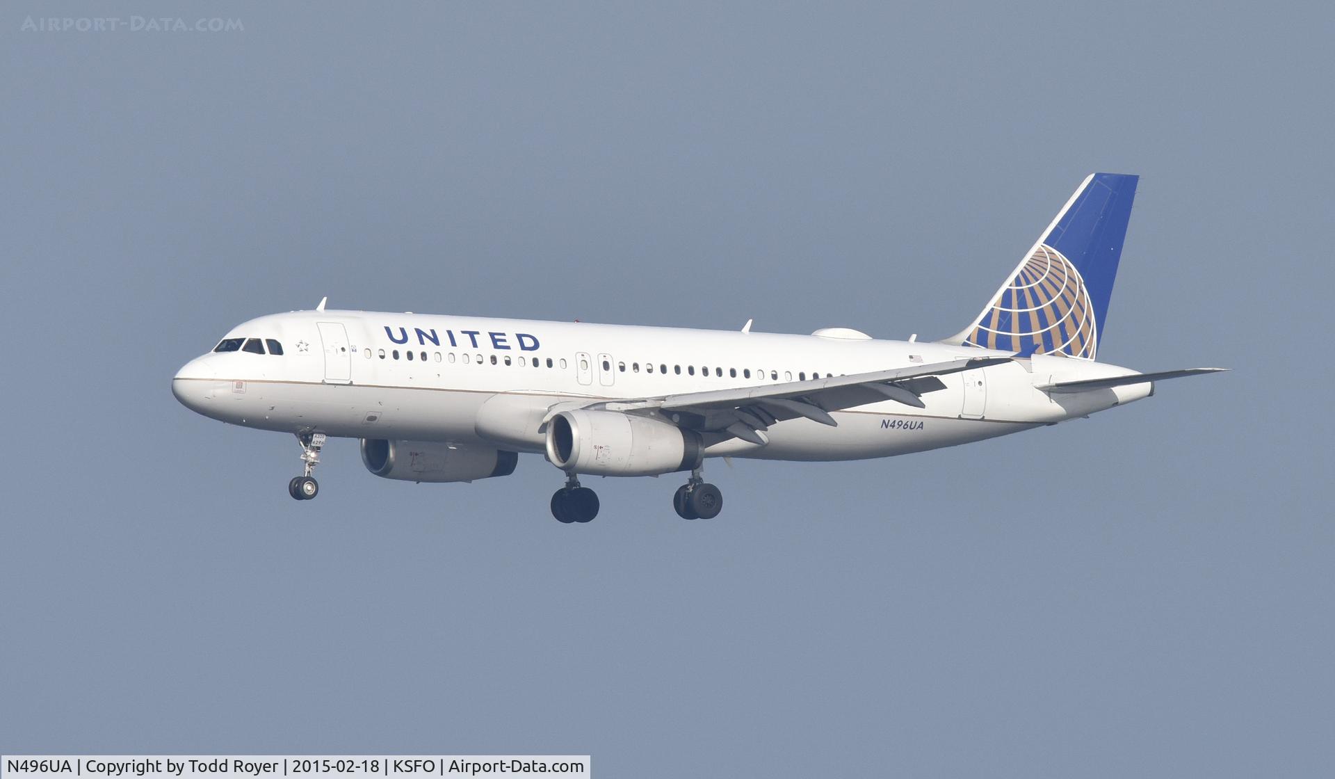 N496UA, 2002 Airbus A320-232 C/N 1845, Landing at SFO