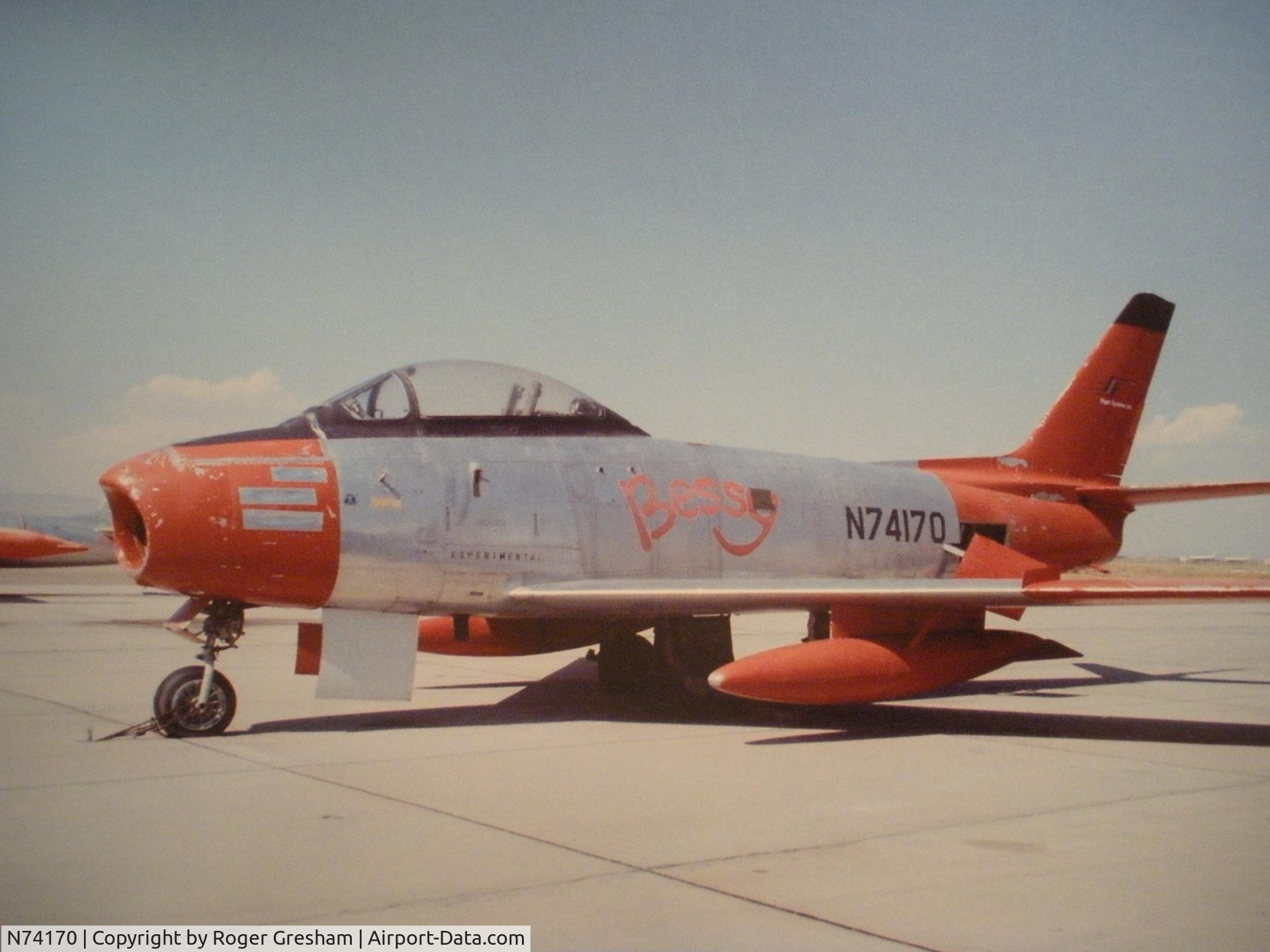 N74170, 1954 Canadair F-86 MK.5 Sabre C/N 1110, original photo  taken at Mohave airport Sept.1978.                this was the first QF-86 shot down  white sands  Aug. 29 1980