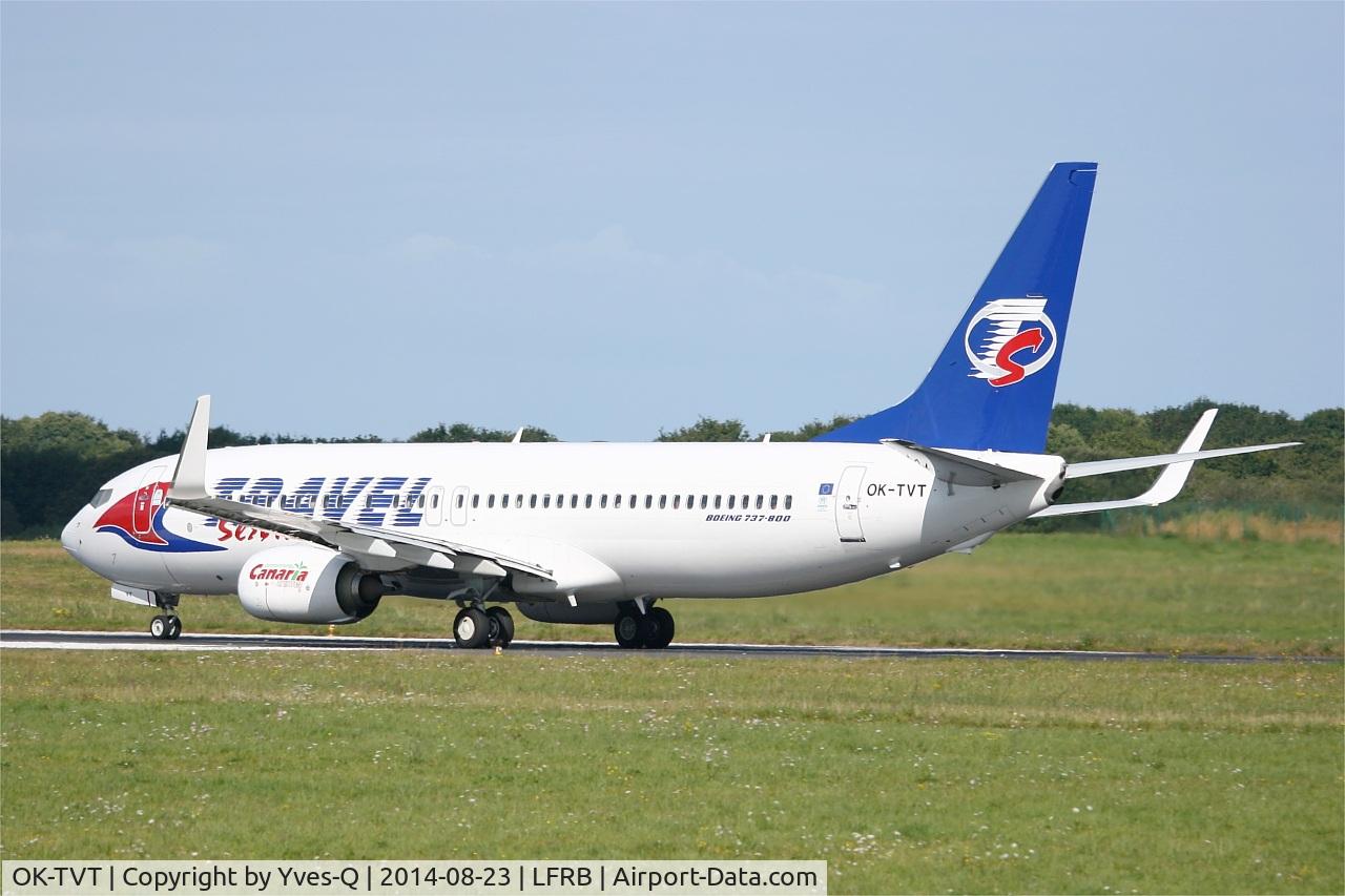 OK-TVT, 2012 Boeing 737-86N C/N 39394, Boeing 737-86N, Take off rwy 25L, Brest-Bretagne airport (LFRB-BES)