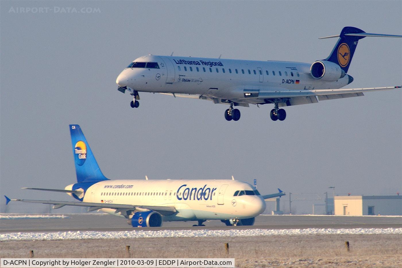 D-ACPN, 2003 Bombardier CRJ-701ER (CL-600-2C10) Regional Jet C/N 10083, Meeting at holding point 08L....