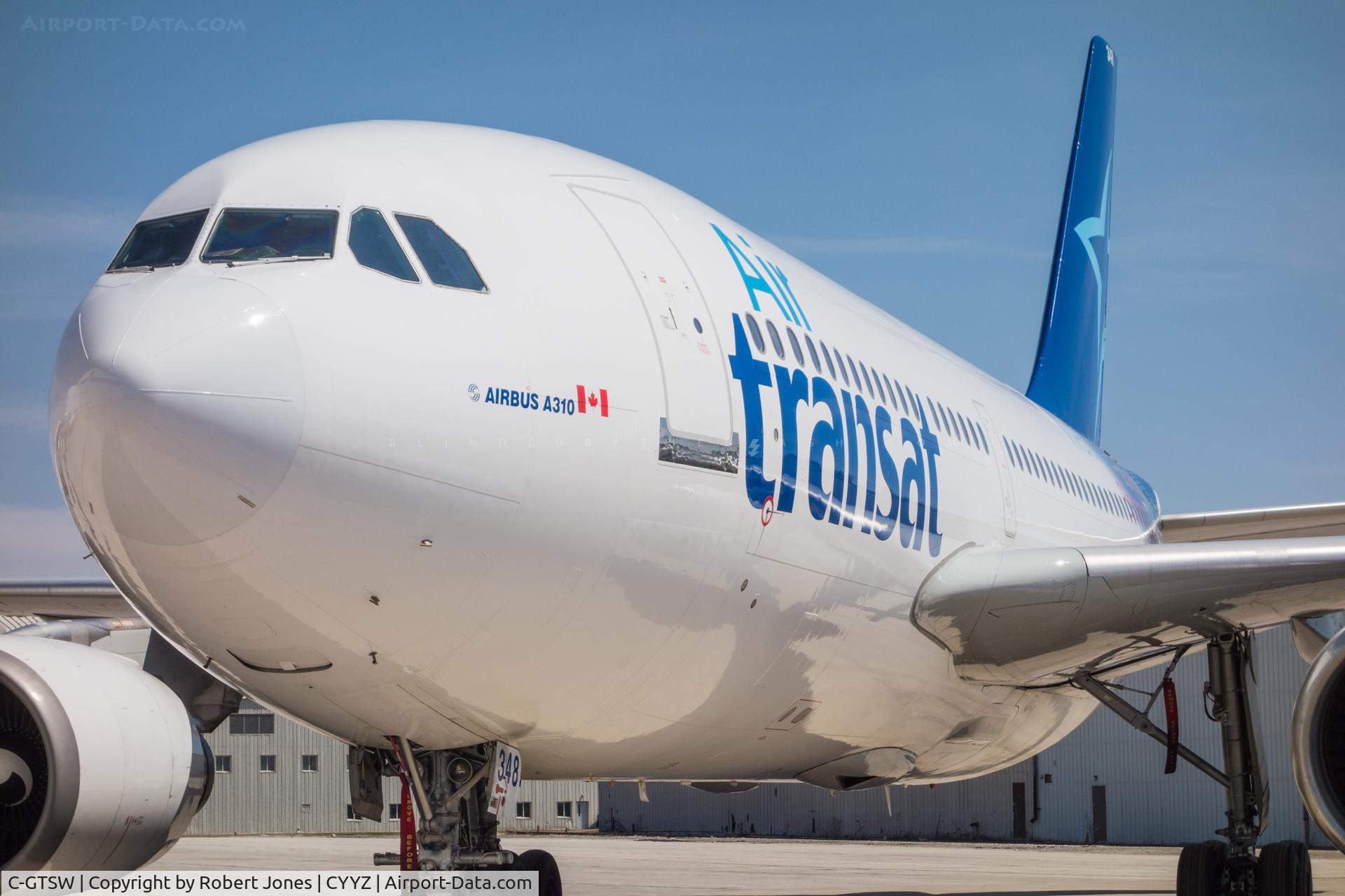 C-GTSW, 1988 Airbus A310-304 C/N 483, Parked outside the Air Transat hangar at Toronto Pearson