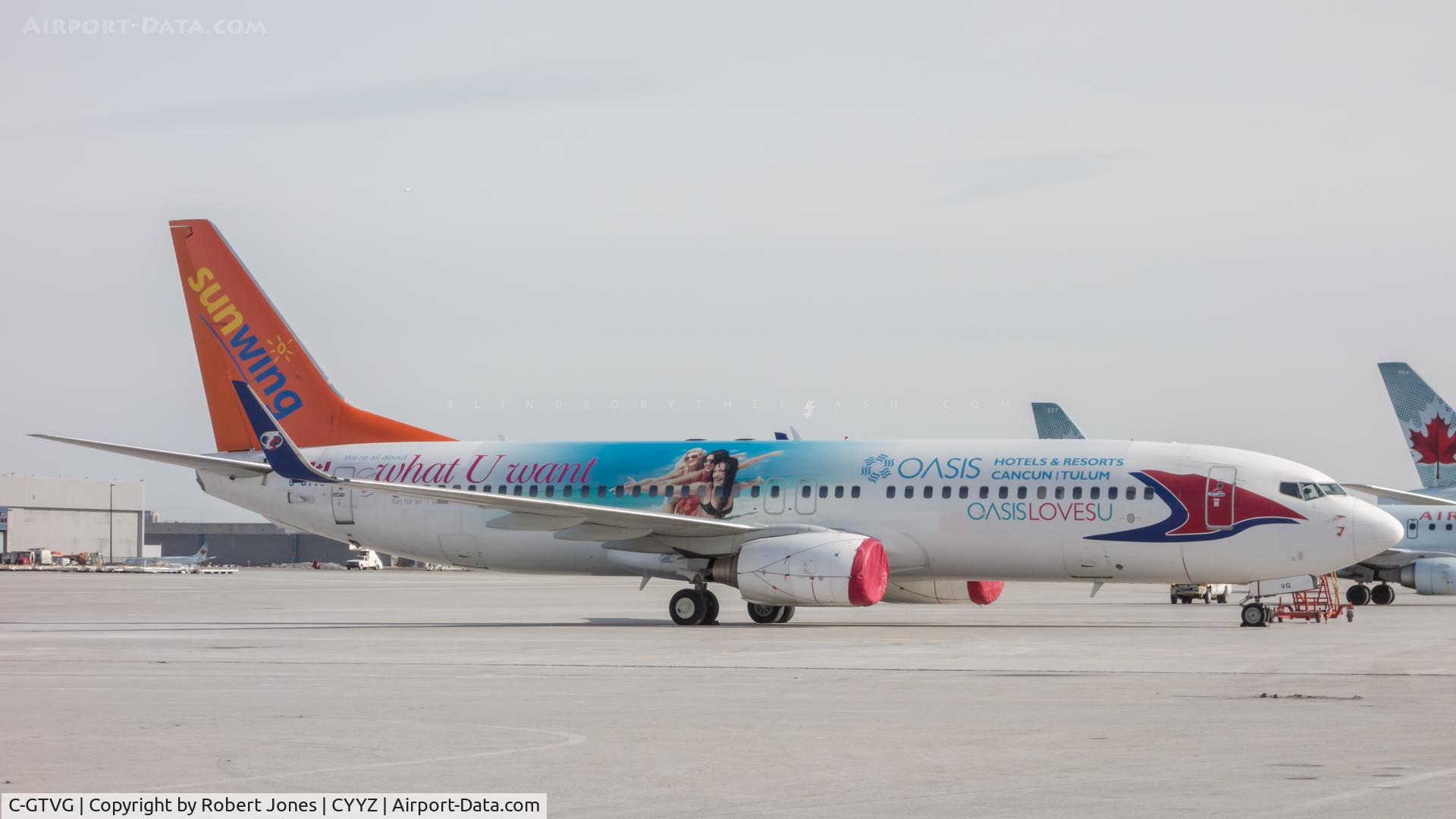 C-GTVG, 2007 Boeing 737-8Q8 C/N 30719, Parked at infield cargo at Toronto Pearson