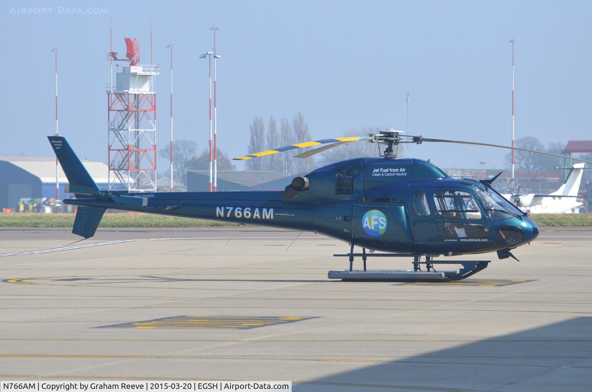 N766AM, 1996 Eurocopter AS-355N Twinstar C/N 5601, Parked at Norwich.