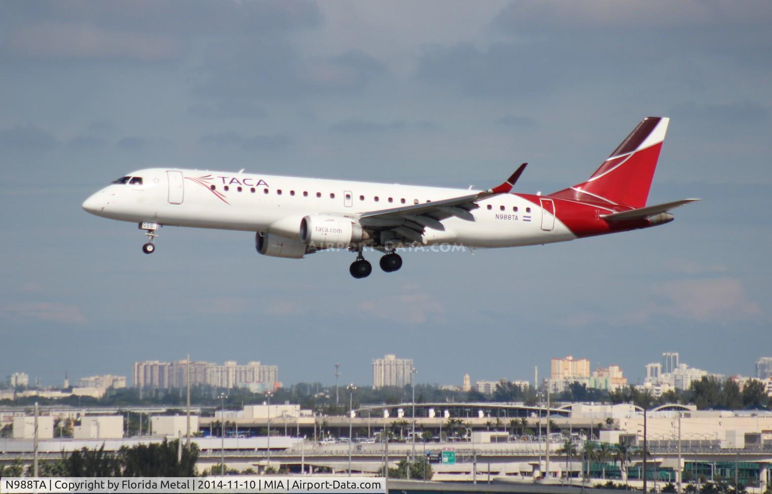 N988TA, 2010 Embraer ERJ-190-100 IGW 190AR C/N 19000399, Taca E190