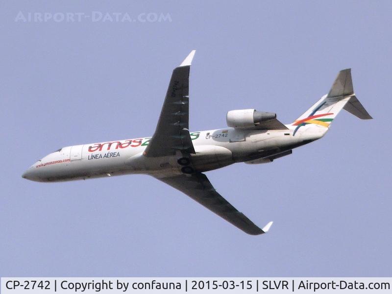 CP-2742, 1997 Bombardier CRJ-200LR (CL-600-2B19) C/N 7195, Descending to Viru Viru this week.  Yesterday it suffered an incident at the Carapari airstrip