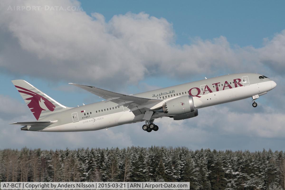 A7-BCT, 2015 Boeing 787-8 Dreamliner Dreamliner C/N 38338, Departing runway 08