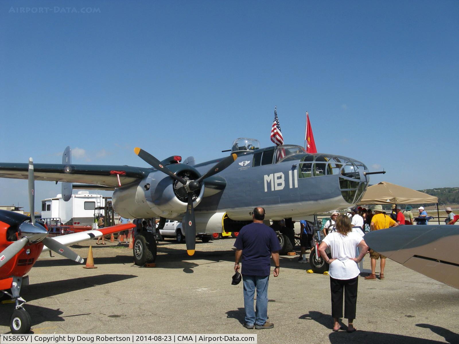 N5865V, 1945 North American B-25J Mitchell Mitchell C/N 108-34263, 1945 North American (B25J) PBJ-1J 'SEMPER FI', two Wright Cyclone R-2600-9 radials 1,700 Hp each. Limited class, a crowd pleaser