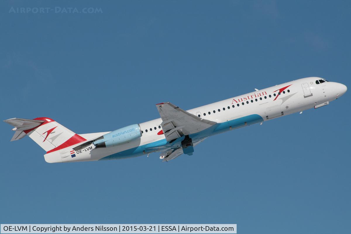 OE-LVM, 1991 Fokker F100 (F-28-0100) C/N 11361, Departing runway 08.