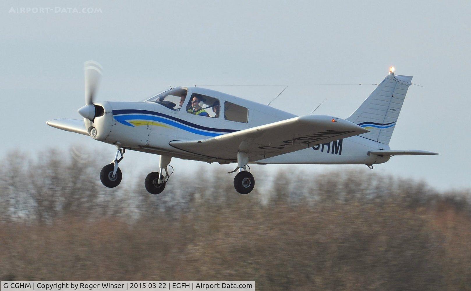 G-CGHM, 1974 Piper PA-28-140 Cherokee Cruiser C/N 28-7425143, Visiting PA-28 departing Runway 22.