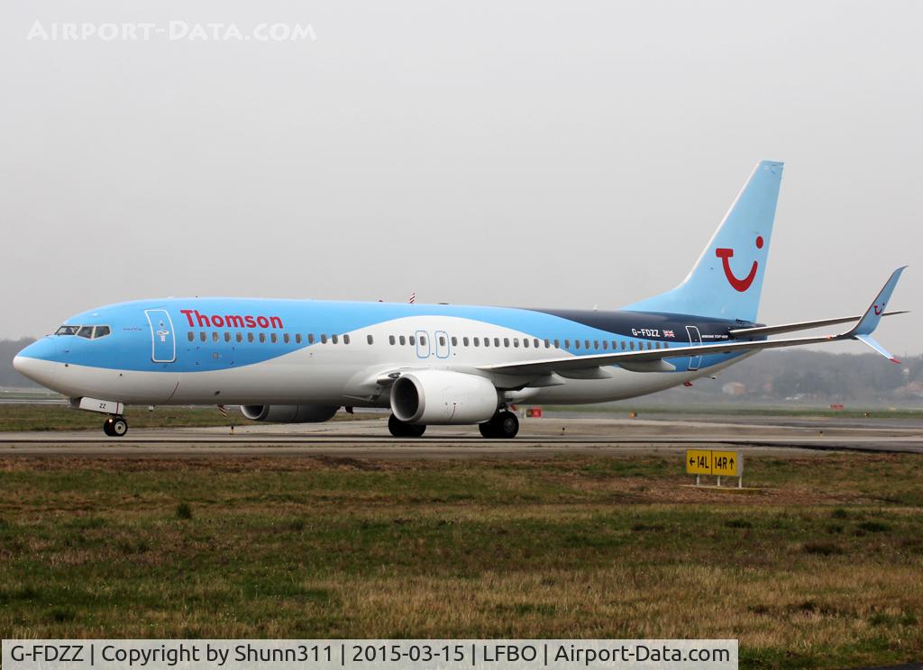G-FDZZ, 2011 Boeing 737-8K5 C/N 37262, Taxiing to the Terminal with scimitar winglet fitted