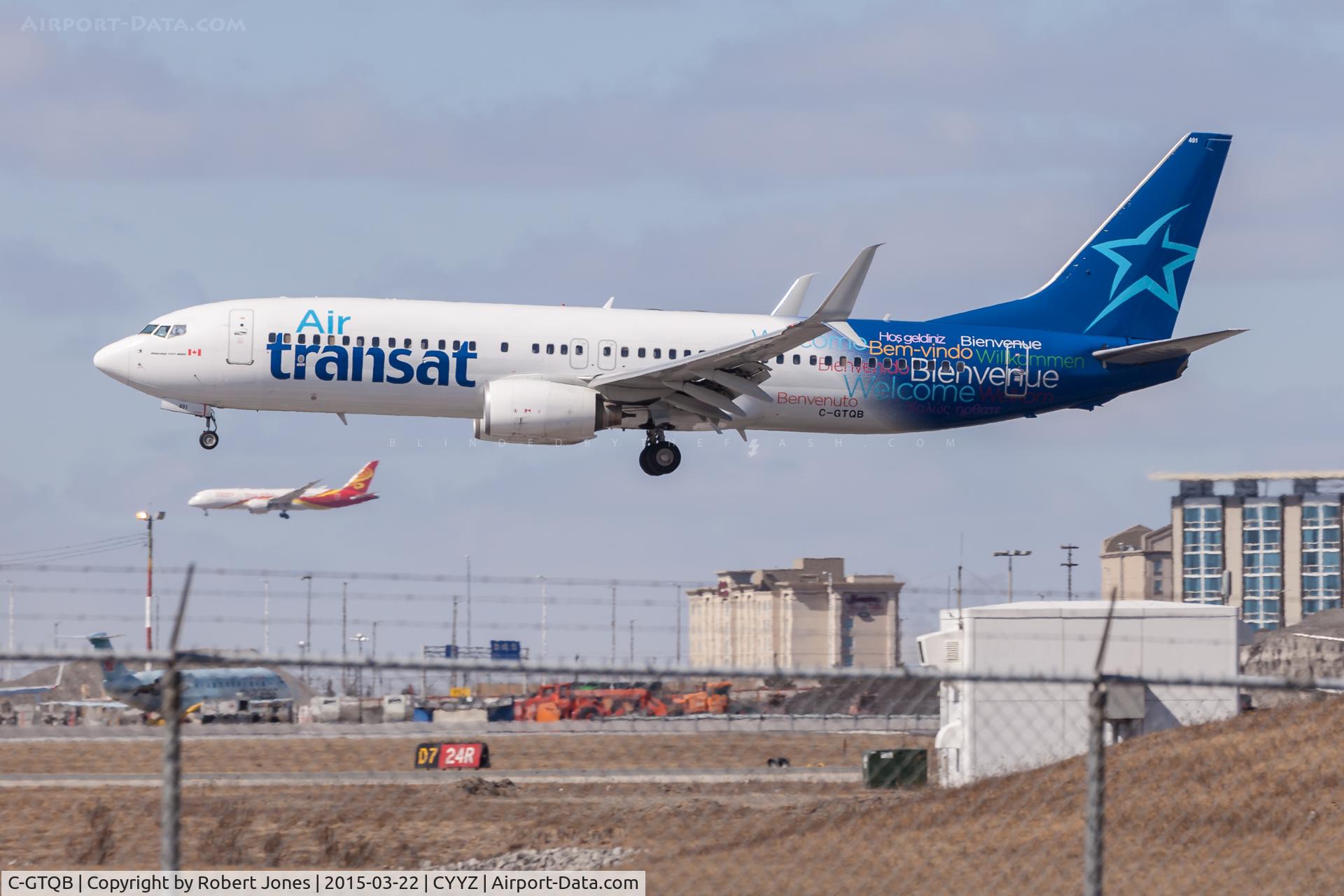 C-GTQB, 2006 Boeing 737-8Q8 C/N 30696, Landing 24R at Toronto Pearson