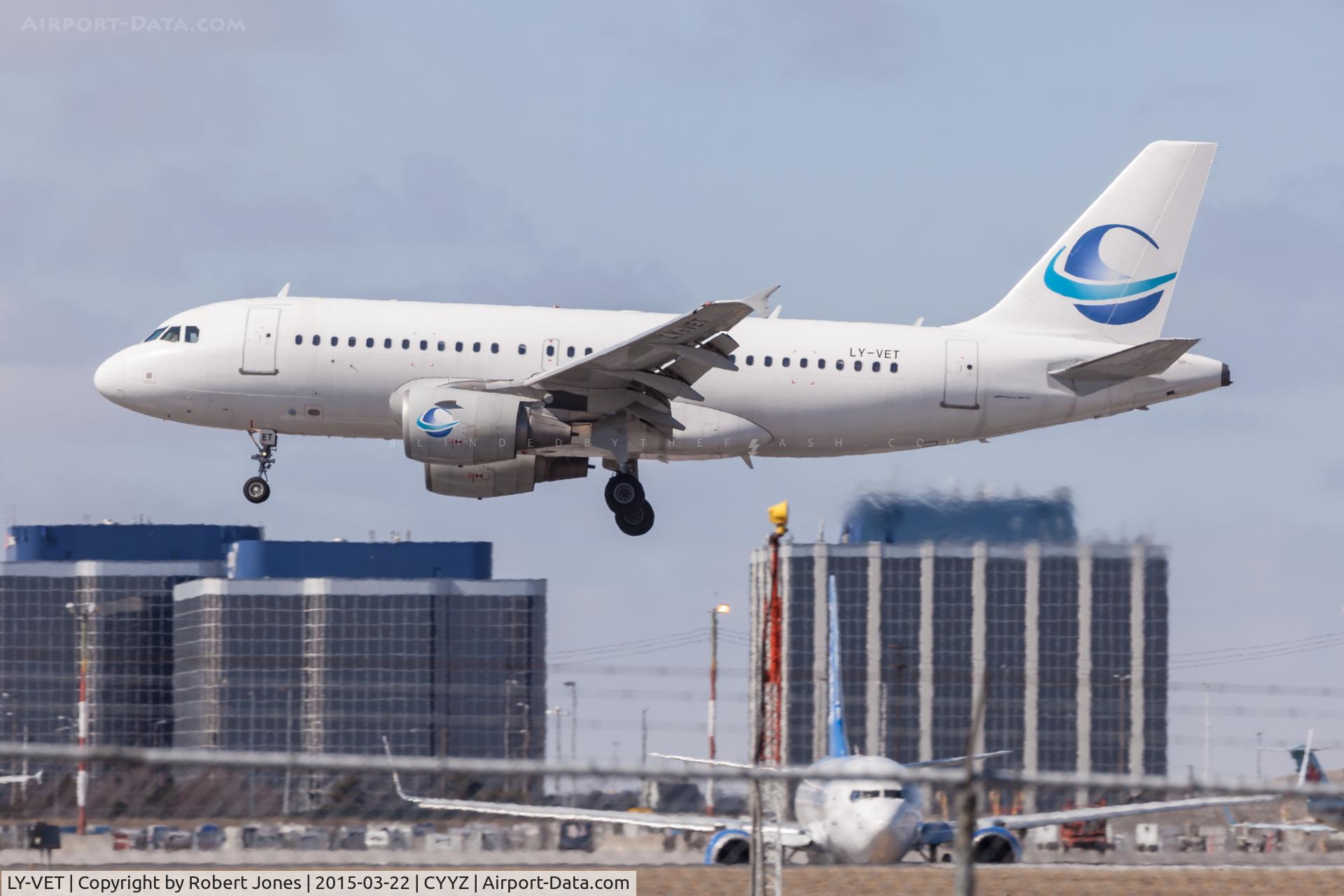 LY-VET, 2002 Airbus A319-112 C/N 1778, Landing 24R at Toronto Pearson