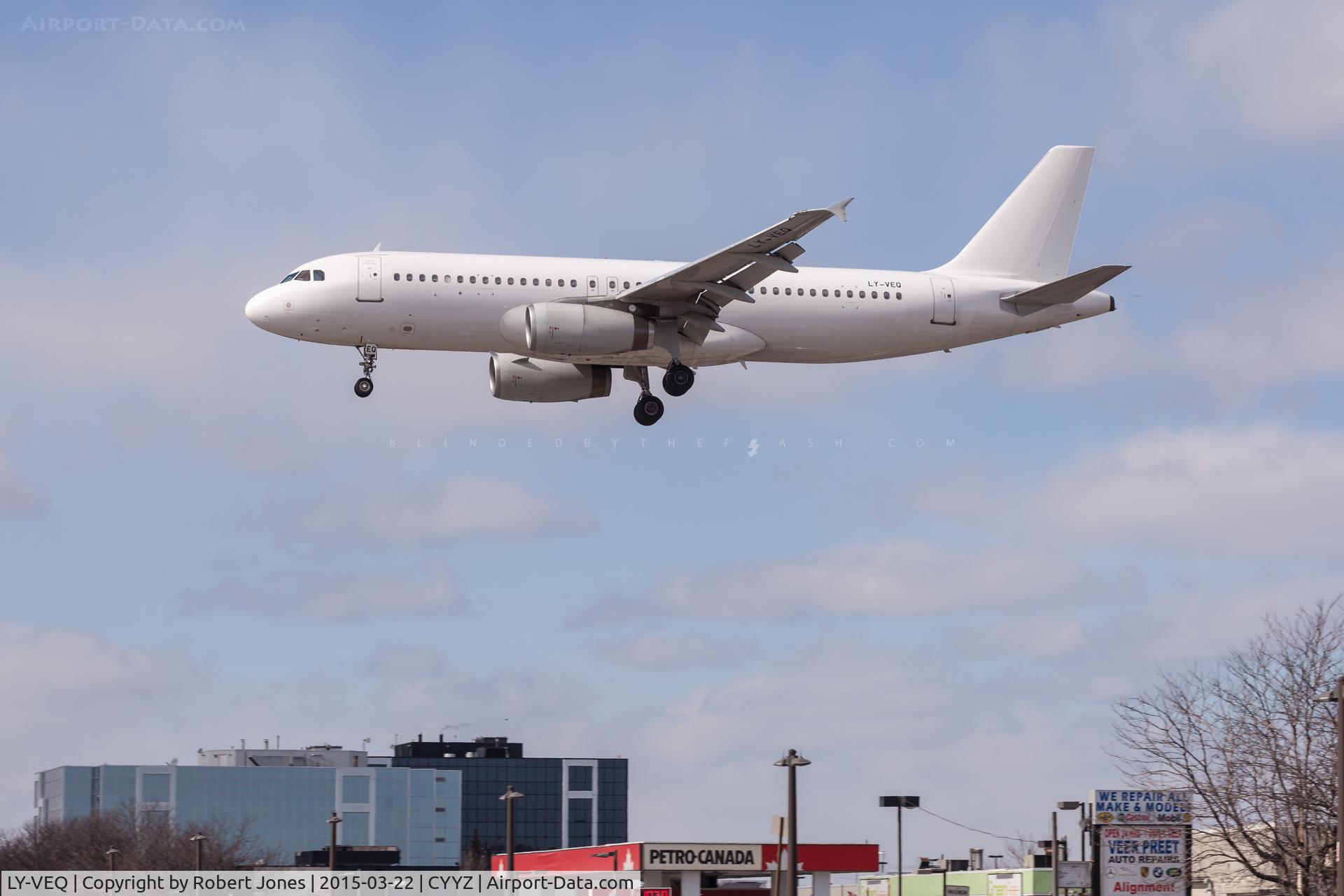 LY-VEQ, 1997 Airbus A320-232 C/N 709, Landing 23 at Toronto Pearson