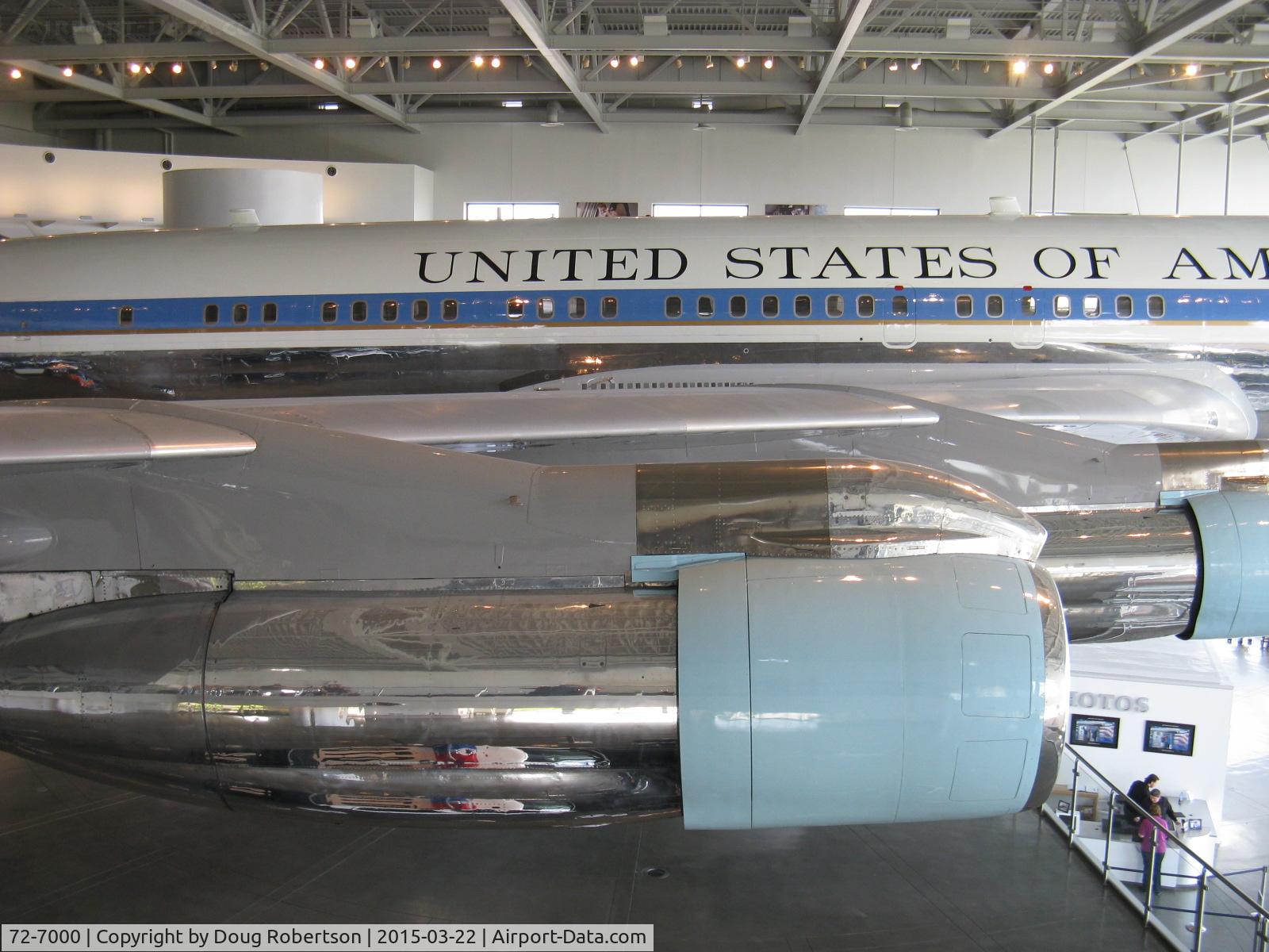 72-7000, 1972 Boeing VC-137C C/N 20630, 1972 Boeing VC-137C AIR FORCE ONE, aka 27000, four P&W TF33-PW-102 low bypass ratio Turbofans 18,000 lbf st each, at Ronald Reagan Presidential Library and Museum