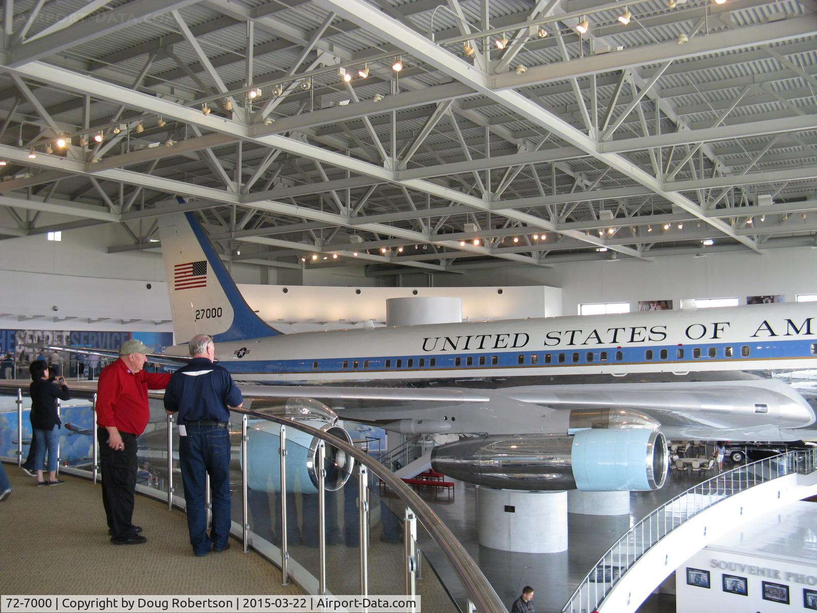 72-7000, 1972 Boeing VC-137C C/N 20630, 1972 Boeing VC-137C AIR FORCE ONE, aka 27000, 4 P&W TF-33-PW-102 Turbofans 18,000 lbf st each. At Ronald Reagan Presidential Library and Museum.