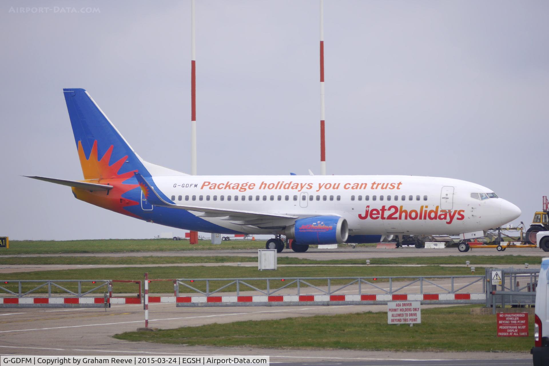 G-GDFM, 1998 Boeing 737-36N C/N 28586, Parked at Norwich.