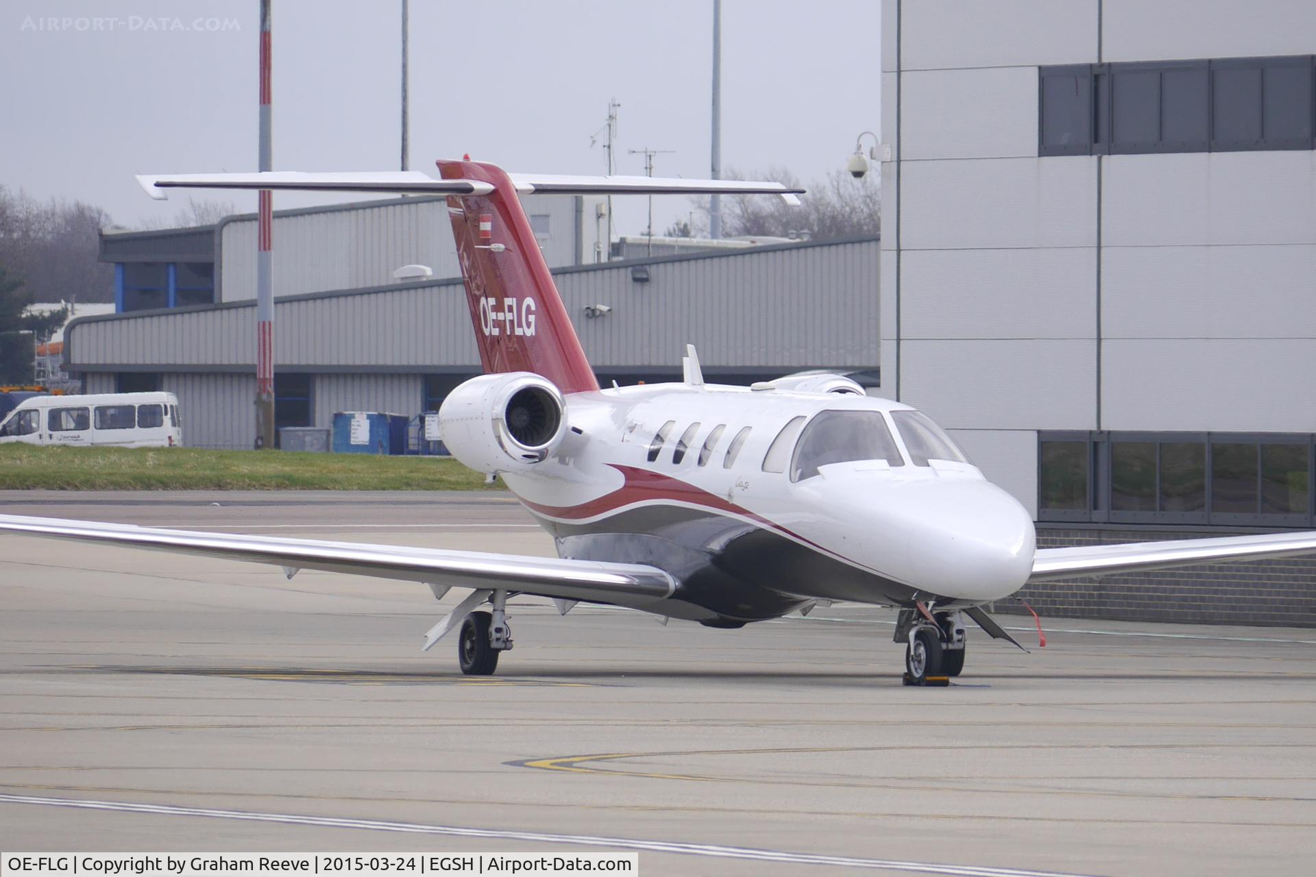 OE-FLG, 1995 Cessna 525 CitationJet CJ1 C/N 525-0103, Parked at Norwich.