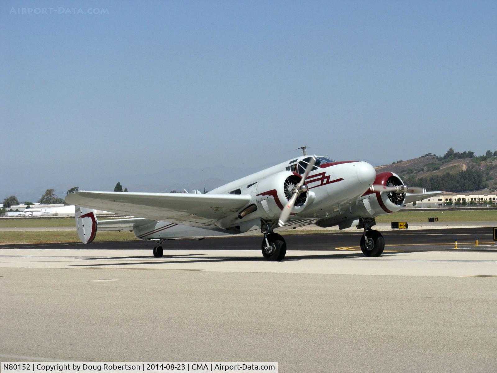 N80152, 1946 Beech D18S C/N A-112, 1946 Beech D18S, two P&W R-985 Wasp Jr. 450 Hp each, taxi