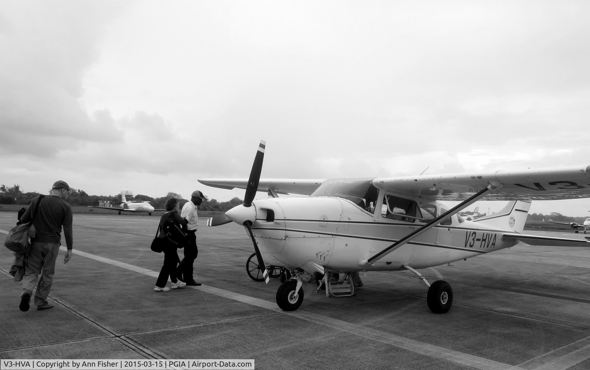 V3-HVA, 1968 Cessna P206C Super Skylane C/N P206-0489, At the Belize City airport, on our way to a resort near the airstrip in Gallon Jug.  Javier's Flying Service.
