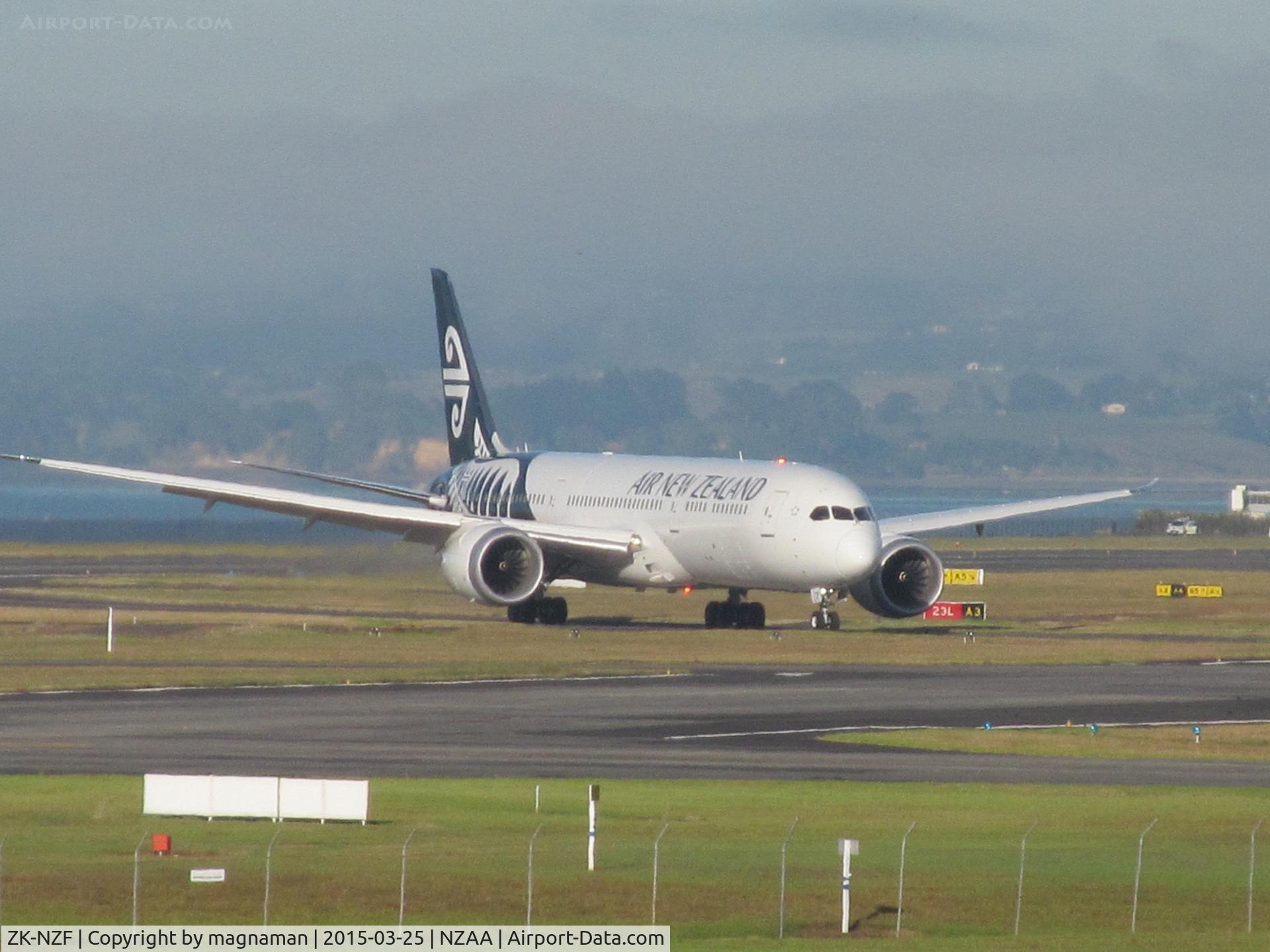 ZK-NZF, 2014 Boeing 787-9 Dreamliner C/N 34335, taxying off runway