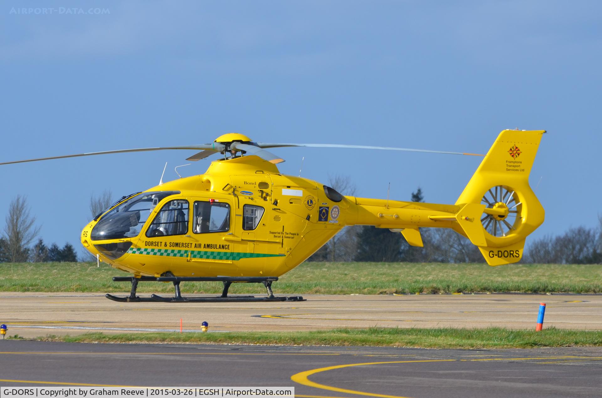 G-DORS, 2006 Eurocopter EC-135T-2+ C/N 0517, Air Ambulance parked at Norwich.