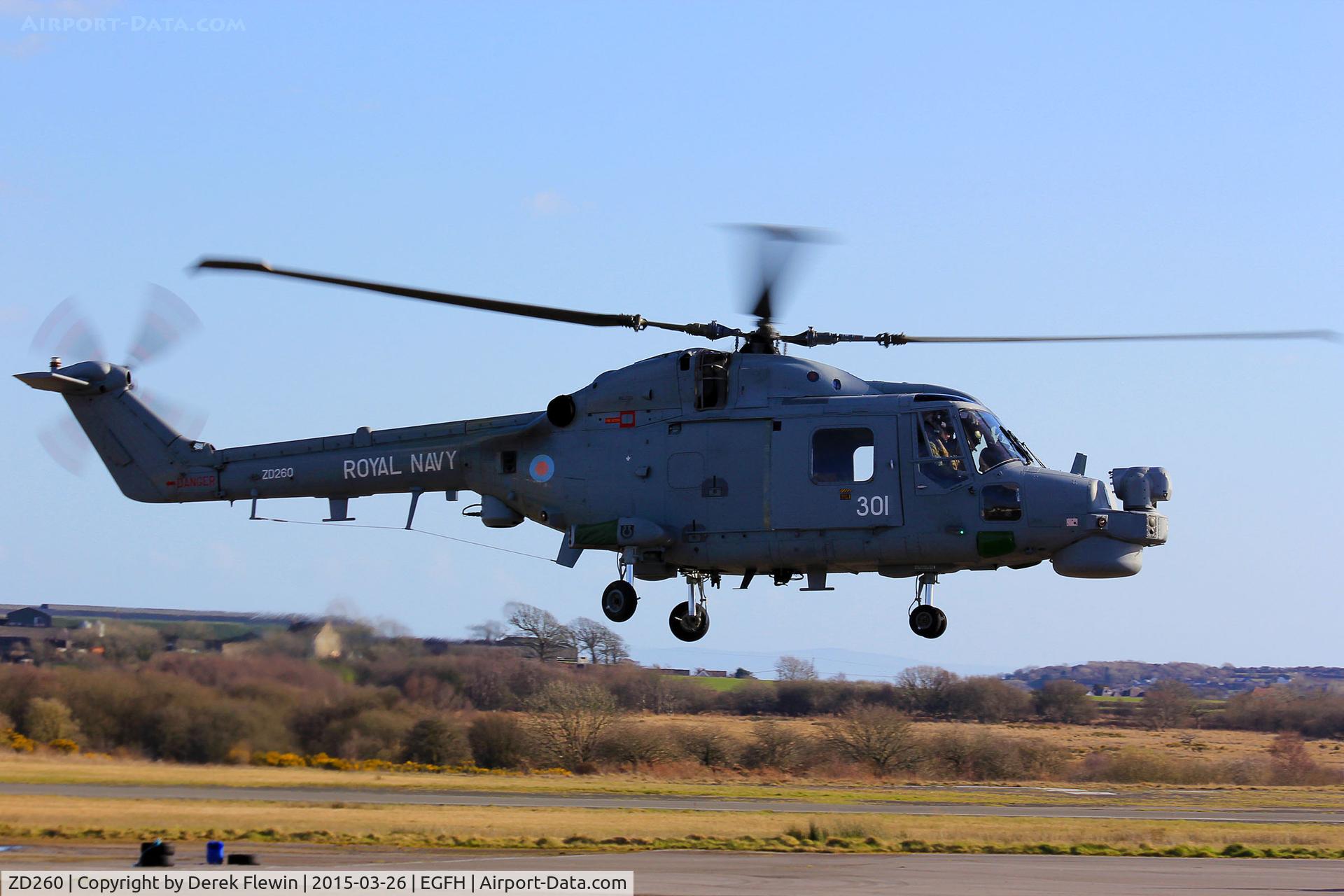 ZD260, 1983 Westland Lynx HAS.8DSP C/N 292, Visiting Royal Navy Lynx, coded 301, Rascal Flight, 815 NAS, RNAS Yeovilton based, hover taxxing prior to departing.