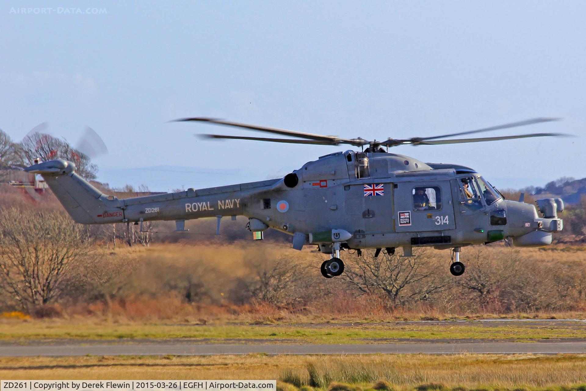 ZD261, 1983 Westland Lynx HMA.8DSP C/N 295, Visiting Royal Navy Lynx, coded 314, Rascal Flight, 815 NAS, RNAS Yeovilton based, hover taxxing prior to departing.