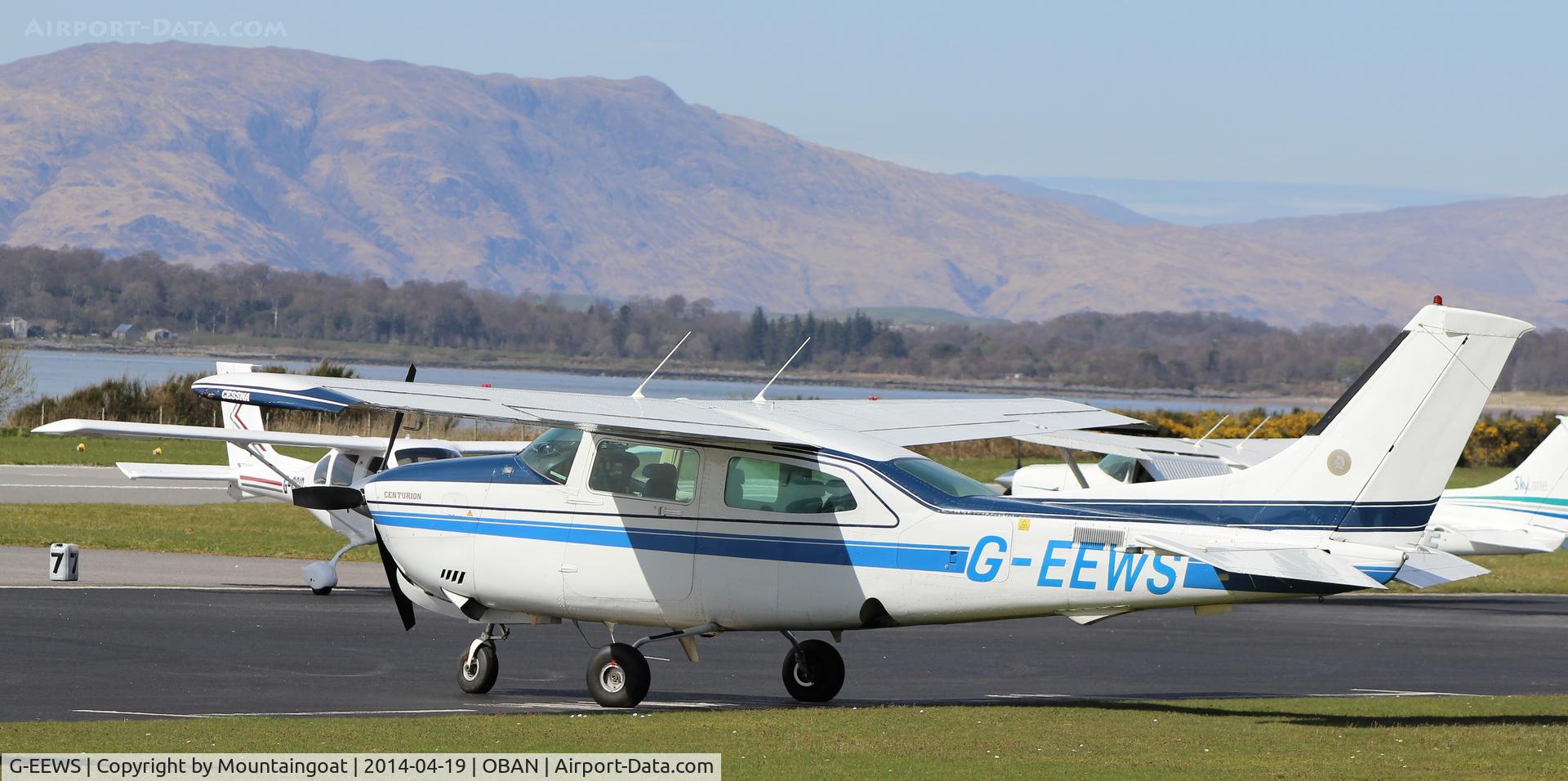 G-EEWS, 1981 Cessna T210N Turbo Centurion C/N 210-64341, At the hard stand during a busy day at Oban