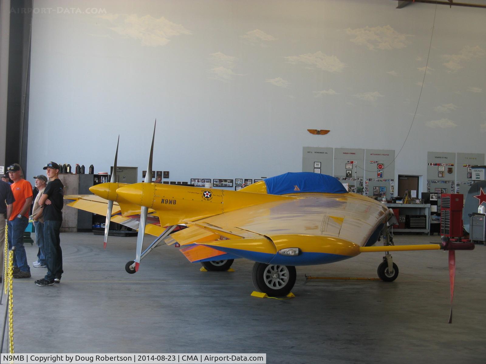 N9MB, 1945 Northrop N9M C/N 04, 1945 Northrop FLYING WING N9M, two Franklin XO-540-7 300 Hp pushers, long, hard, costly restoration by Planes of Fame-Chino. Prototype for XB37 bomber, Experimental class. Pilot & bombardier in tandem seating.