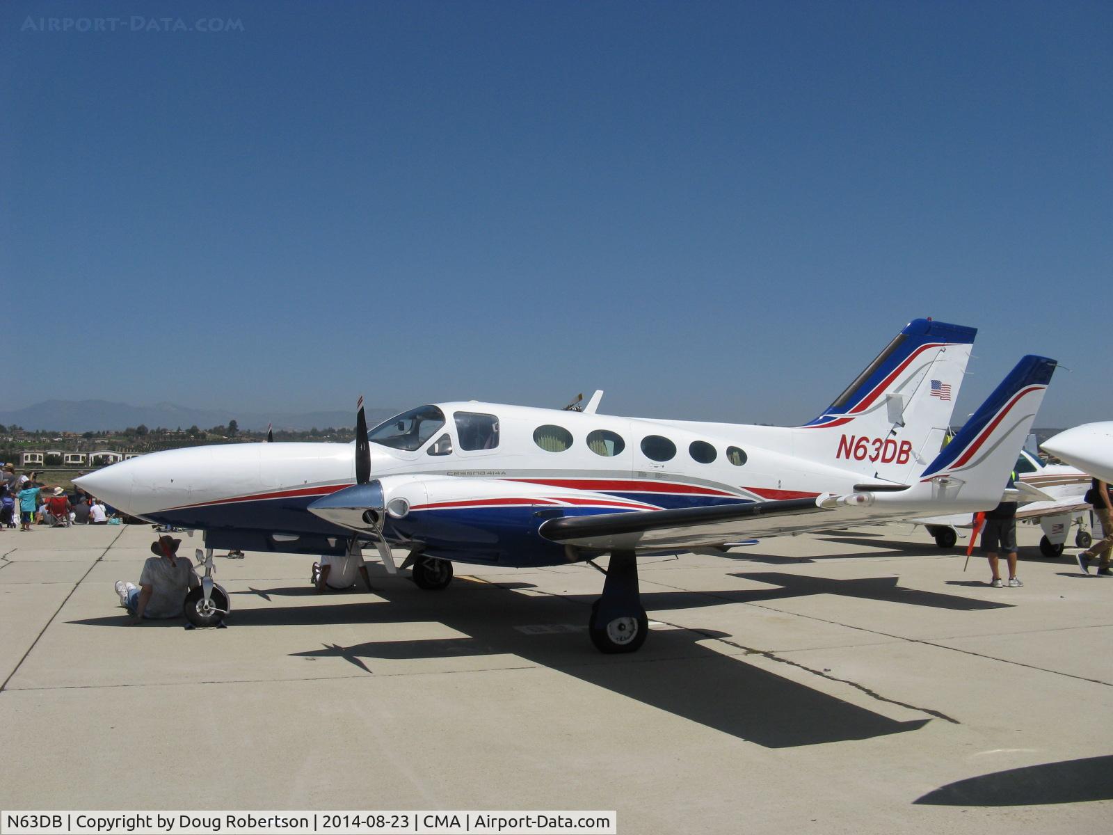 N63DB, Cessna 414A Chancellor C/N 414A1211, Cessna 414A CHANCELLOR, two Continental TSIO-520-NB 310 Hp each direct-drive engines, a lighter, simpler, lower cost version derived from C 421. Bonded wet wing with no tip tanks.