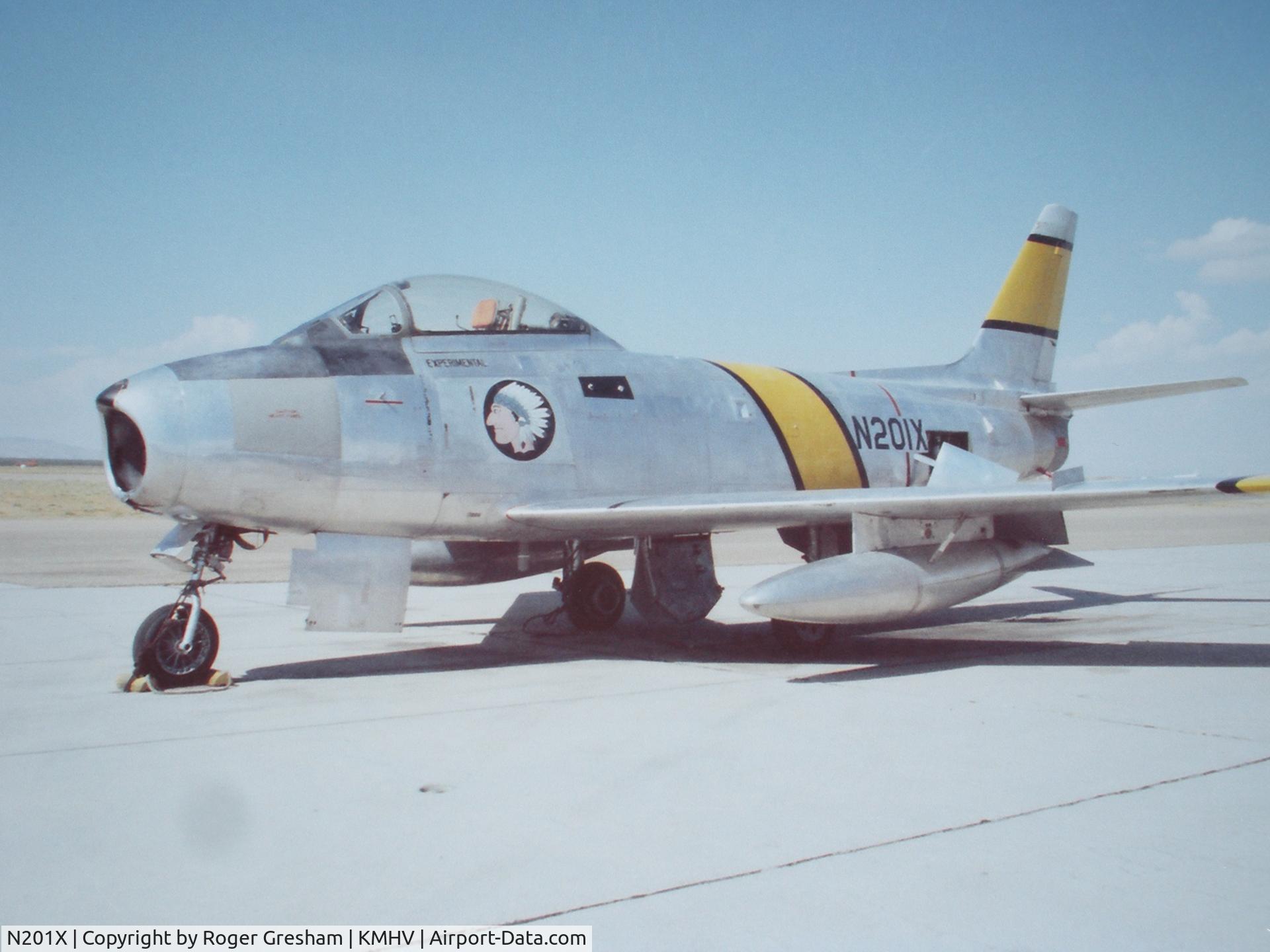 N201X, 1954 Canadair F-86 MK.5 Sabre C/N 993, taken at Mohave airport in Sept 1978