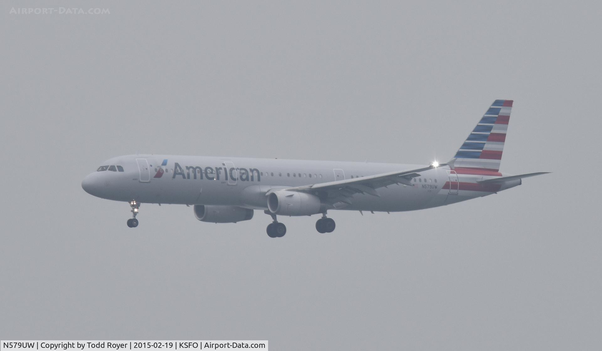N579UW, 2014 Airbus A321-231 C/N 6100, Landing at SFO on a foggy morning