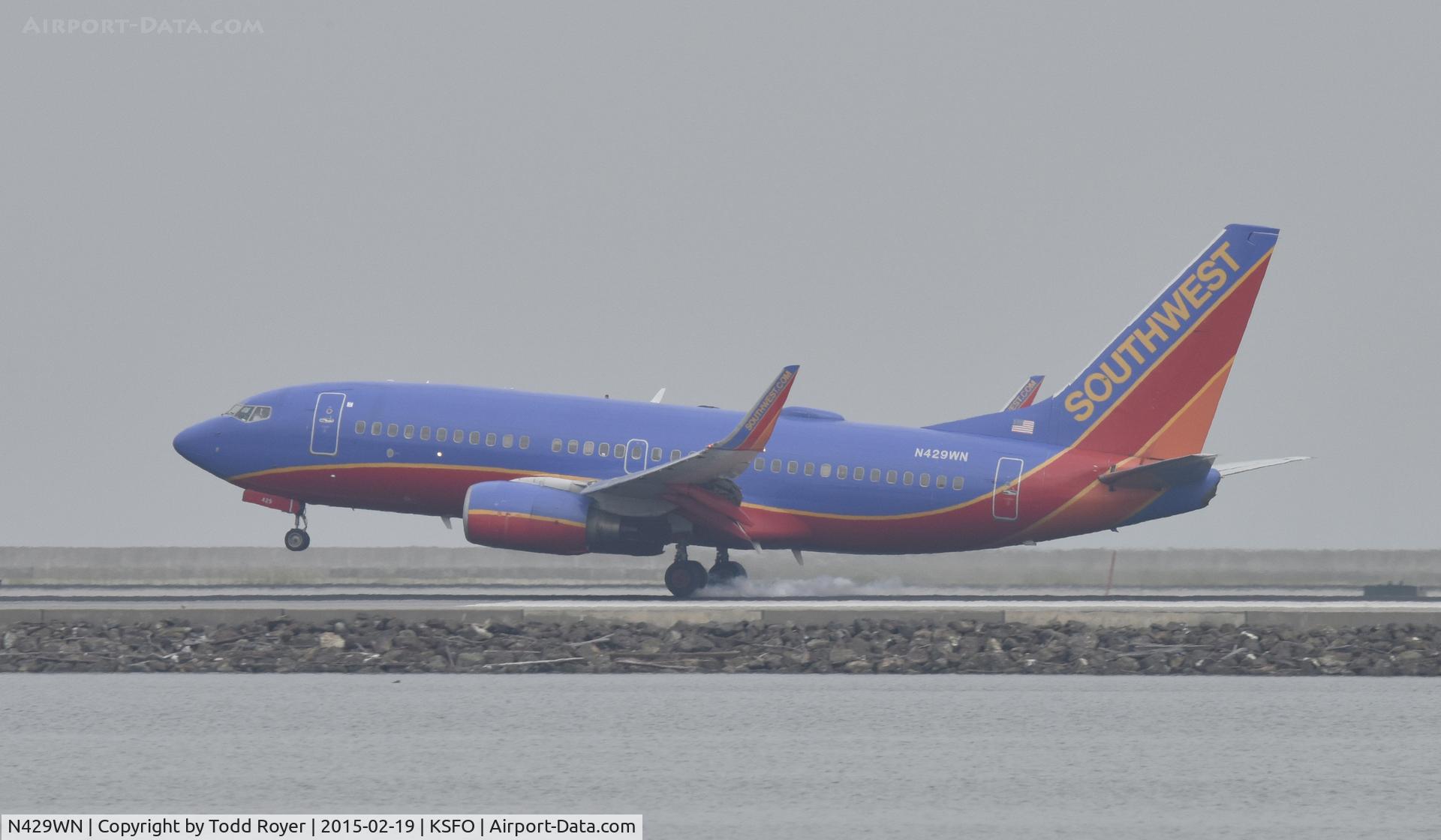 N429WN, 2002 Boeing 737-7H4 C/N 33658, Landing at SFO