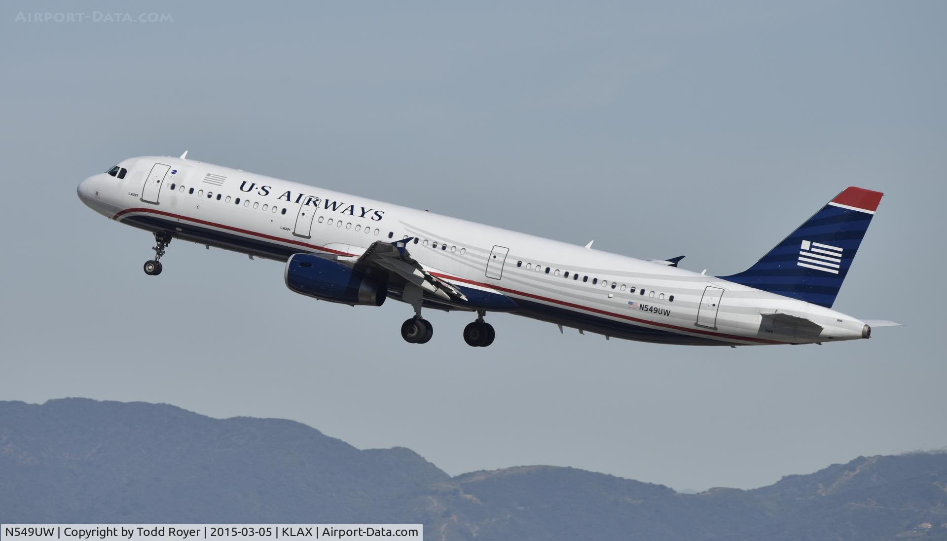 N549UW, 2011 Airbus A321-231 C/N 4932, Departing LAX on 25R