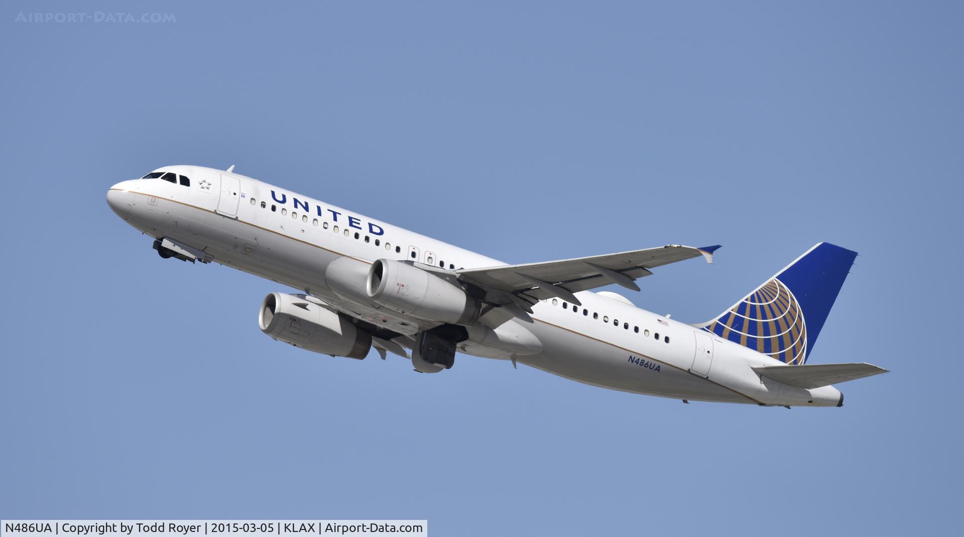 N486UA, 2001 Airbus A320-232 C/N 1620, Departing LAX on 25R