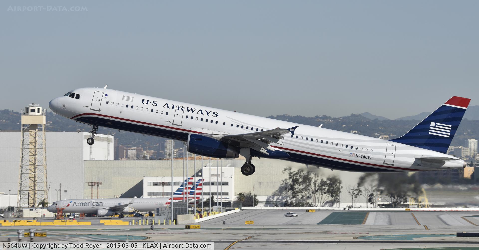 N564UW, 2012 Airbus A321-231 C/N 5374, Departing LAX on 25R