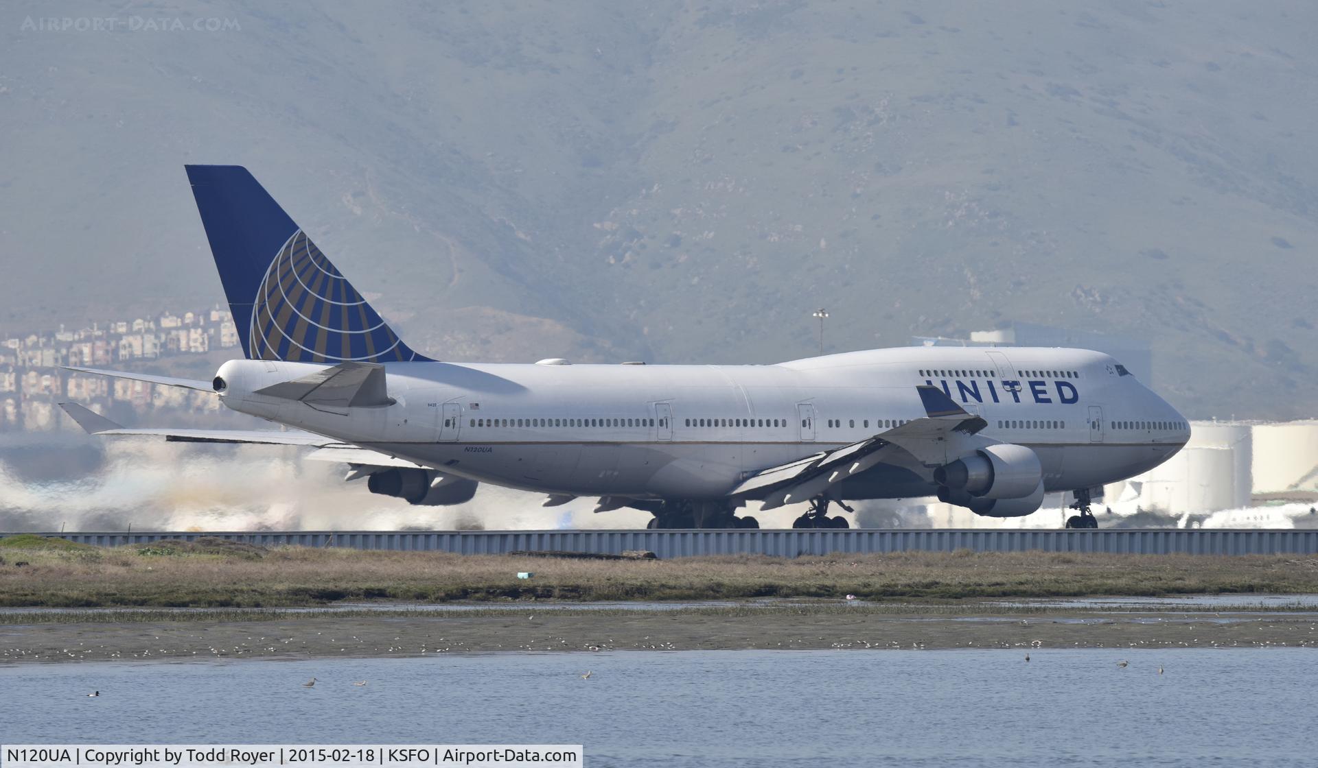 N120UA, 1999 Boeing 747-422 C/N 29166, Departing SFO