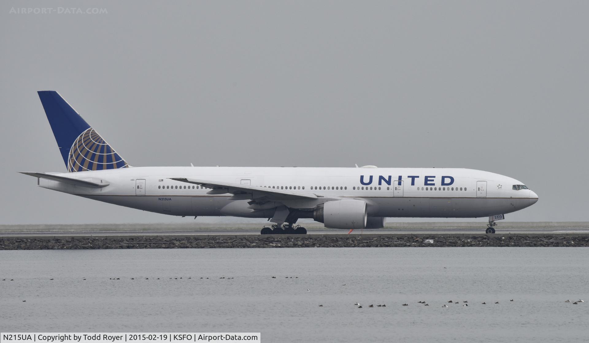 N215UA, 2000 Boeing 777-222 C/N 30221, Taxiing for departure at SFO