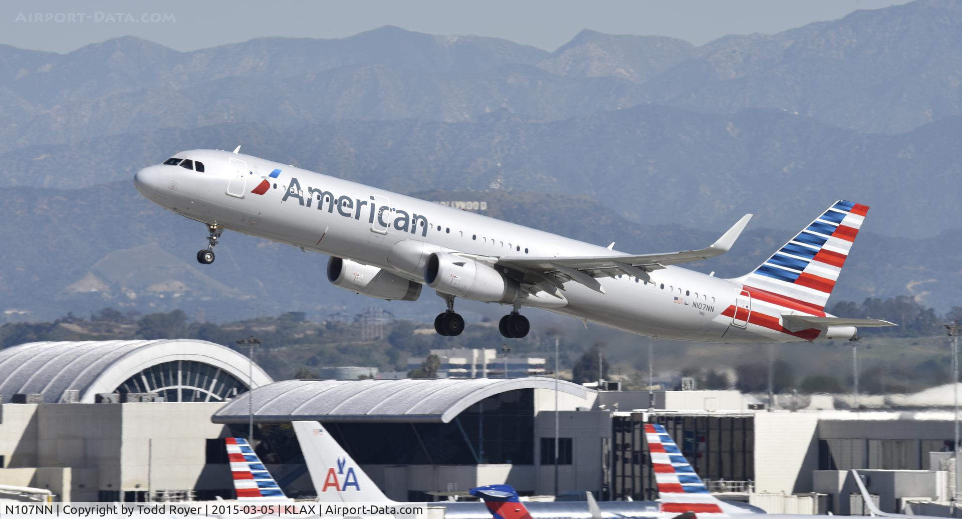 N107NN, 2013 Airbus A321-231 C/N 5938, Departing LAX on 25R