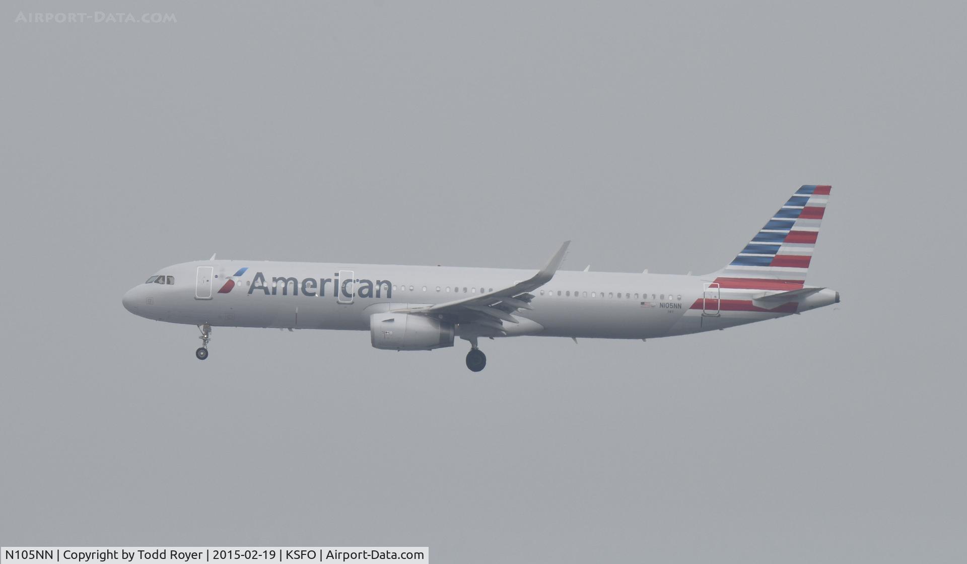 N105NN, 2013 Airbus A321-231 C/N 5904, Landing at SFO