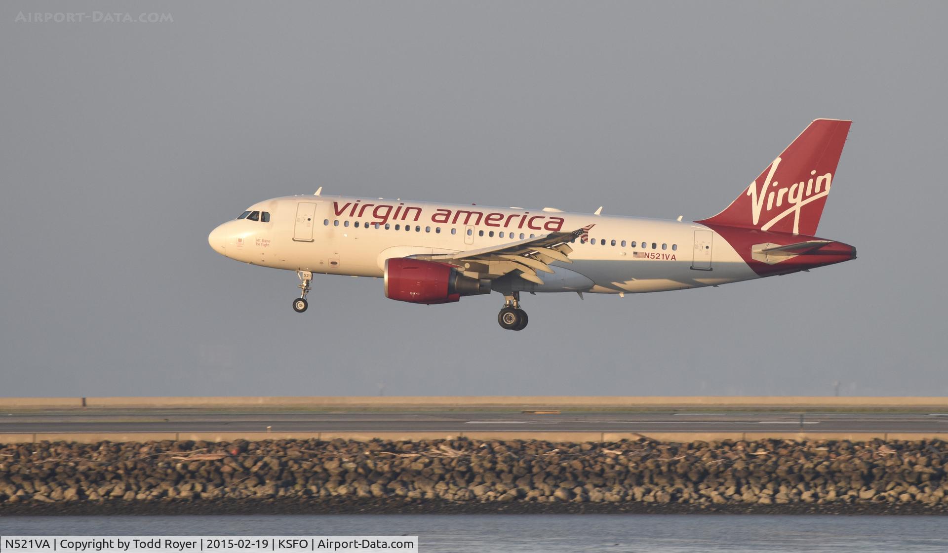N521VA, 2006 Airbus A319-112 C/N 2773, Landing at SFO