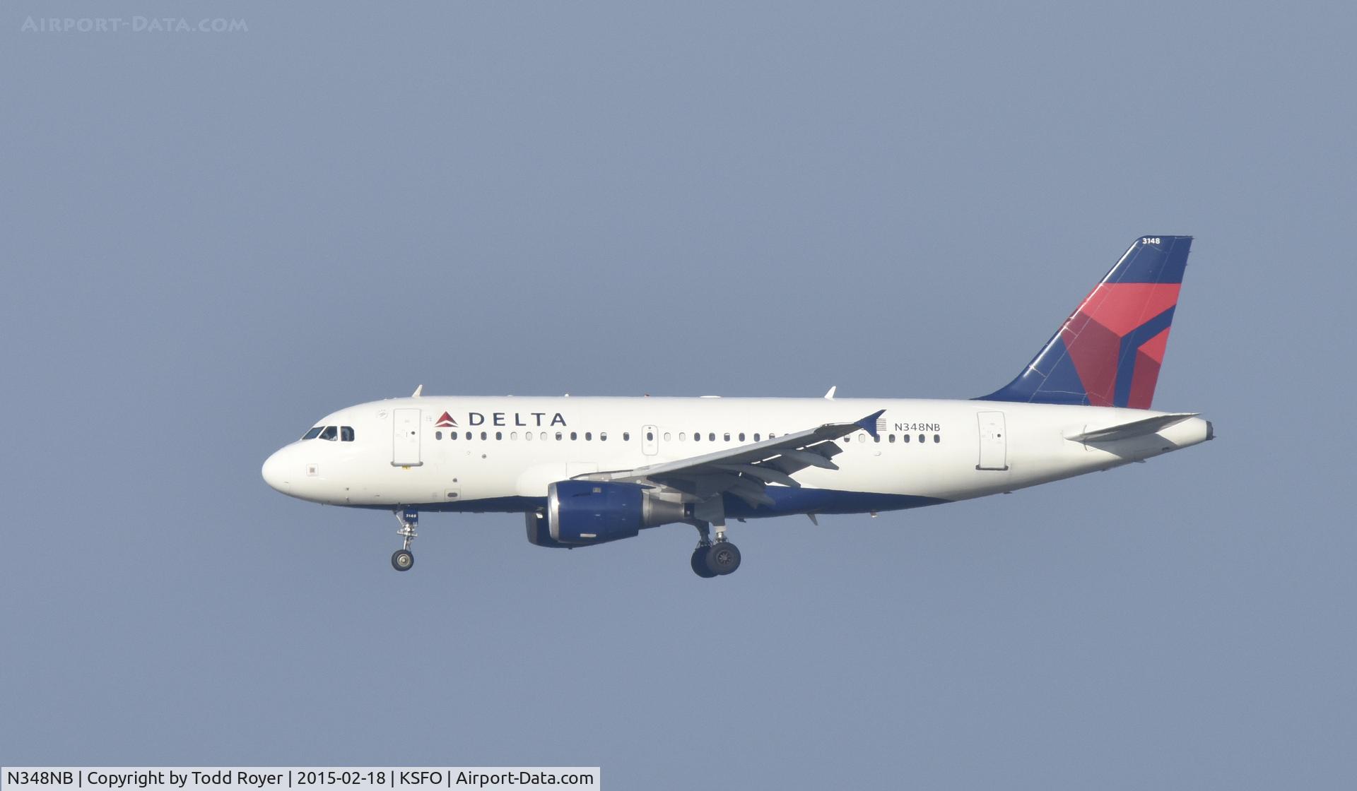 N348NB, 2002 Airbus A319-114 C/N 1810, Landing at SFO