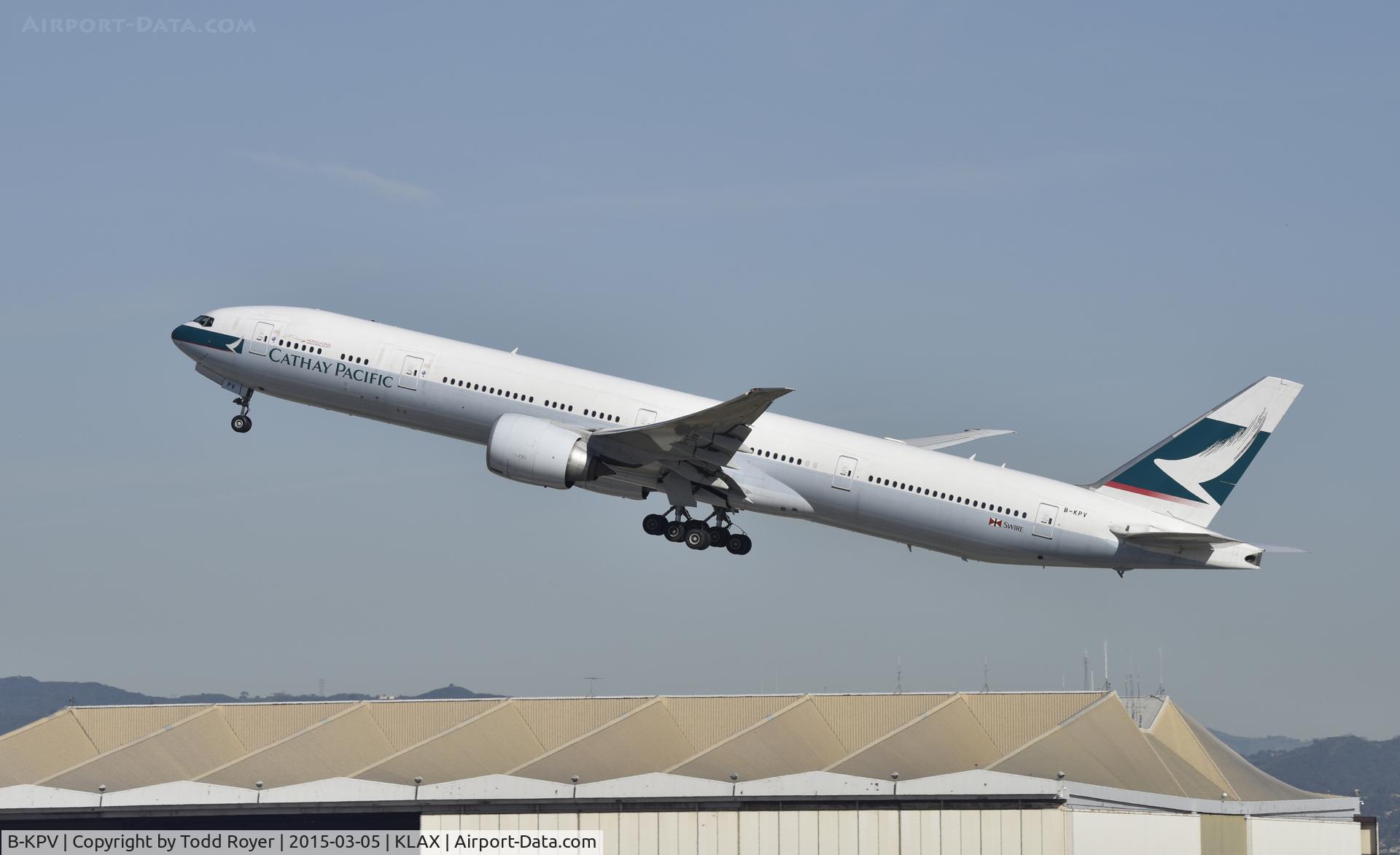 B-KPV, 2011 Boeing 777-367/ER C/N 37901, Departing LAX on 25R