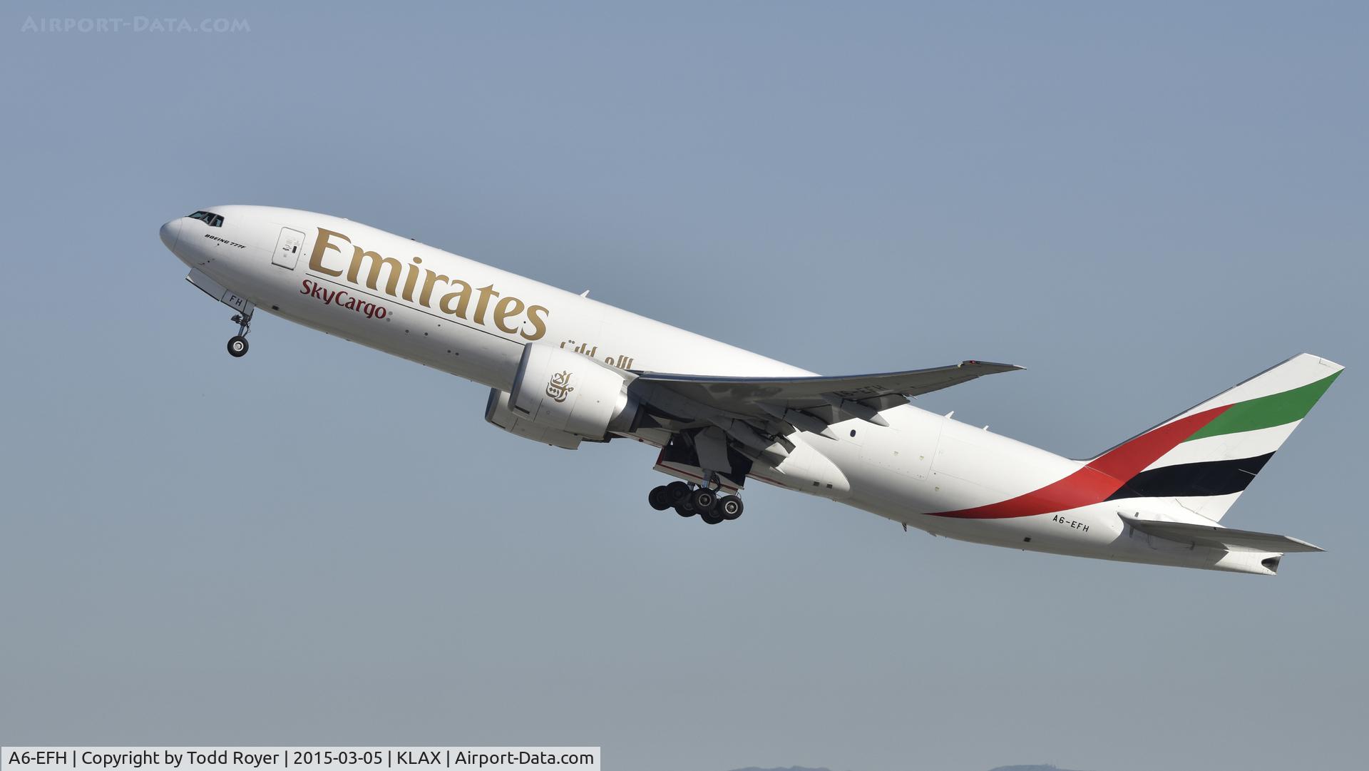 A6-EFH, 2012 Boeing 777-F1H C/N 35608, Departing LAX on 25R