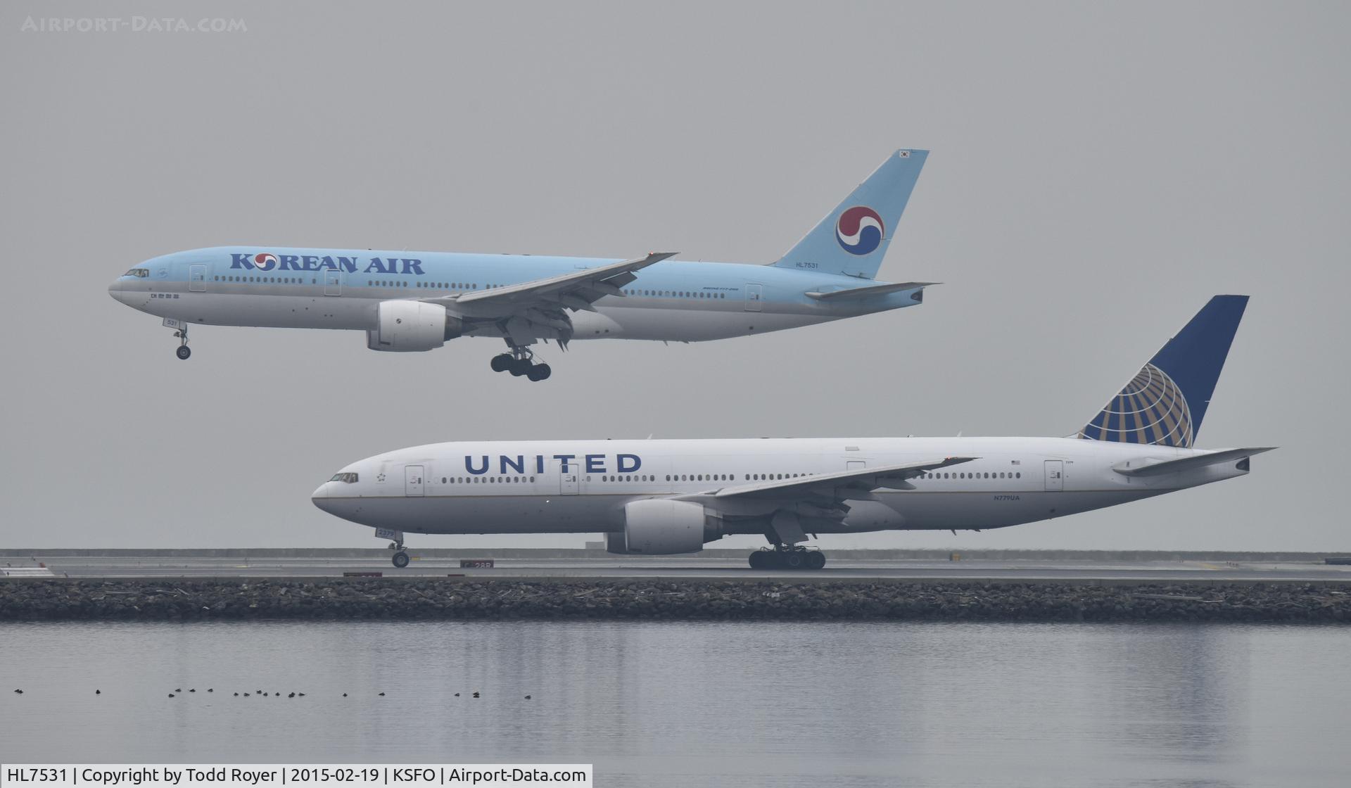 HL7531, 1997 Boeing 777-2B5/ER C/N 27946, Landing at SFO