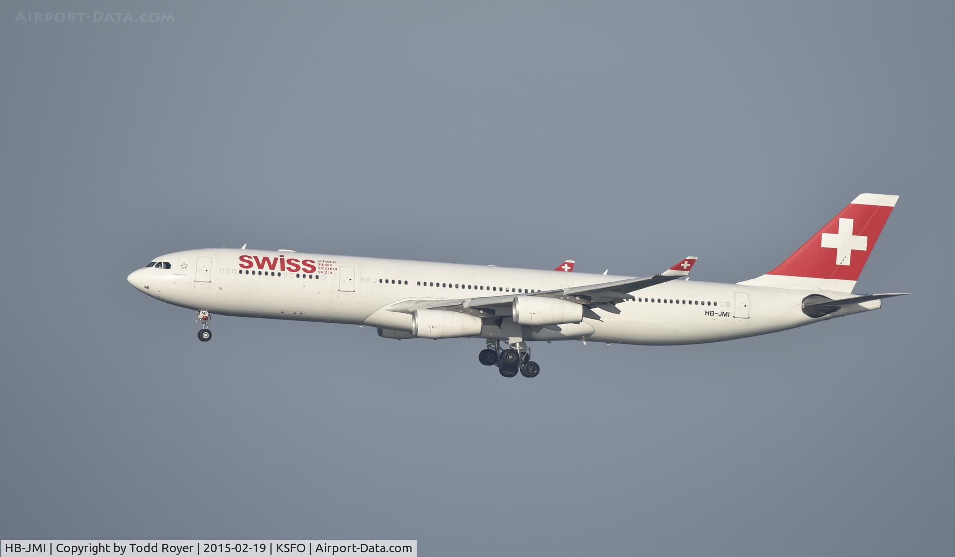 HB-JMI, 2004 Airbus A340-313 C/N 598, Landing at SFO