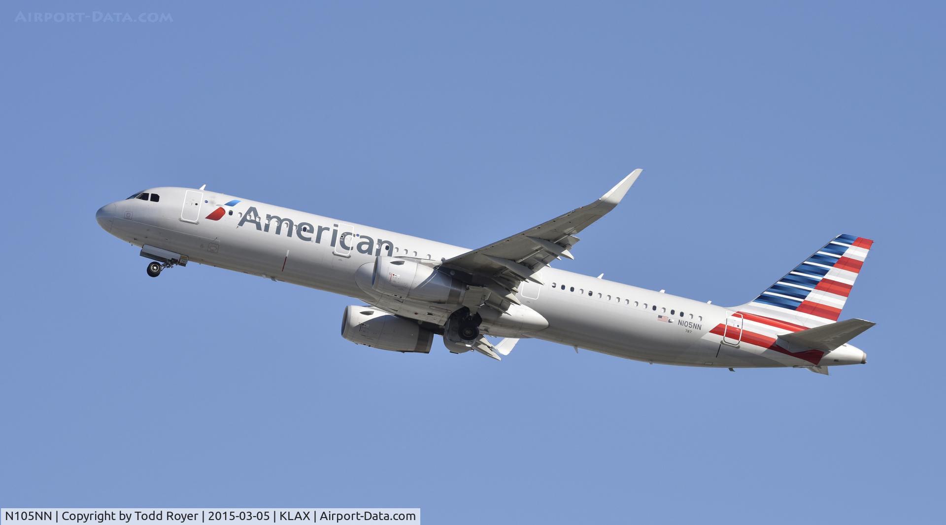 N105NN, 2013 Airbus A321-231 C/N 5904, Departing LAX on 25R